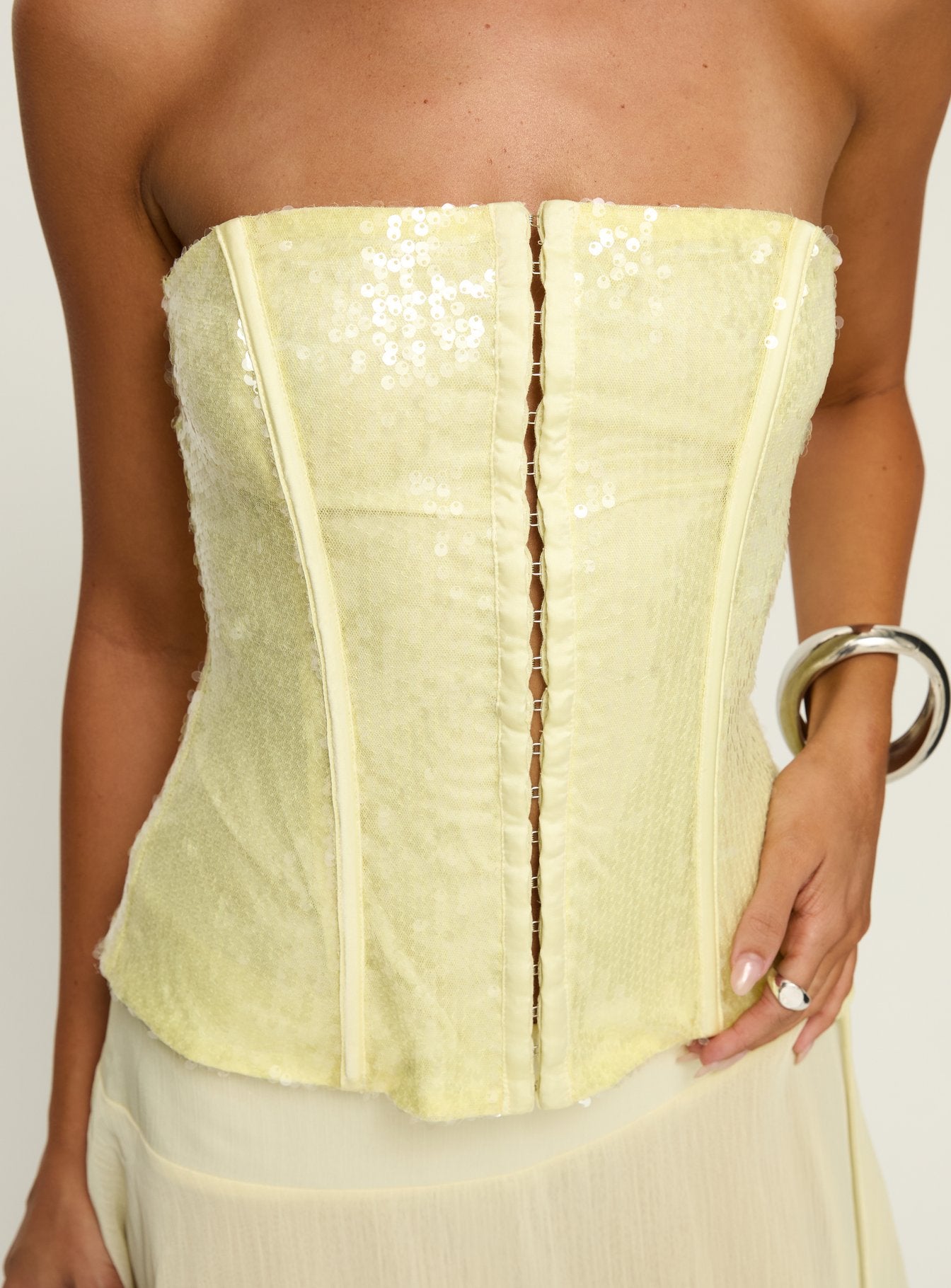 Diena Sequin Corset Top Yellow - Image 6