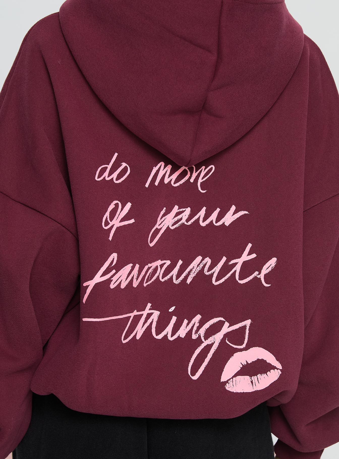 Kisses Graphic Hoodie Wine - Image 6