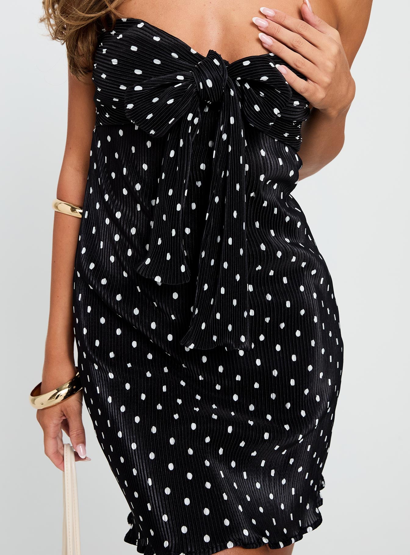 Jacquelyn Plisse Mini Dress Black / Polka Dot - Image 6