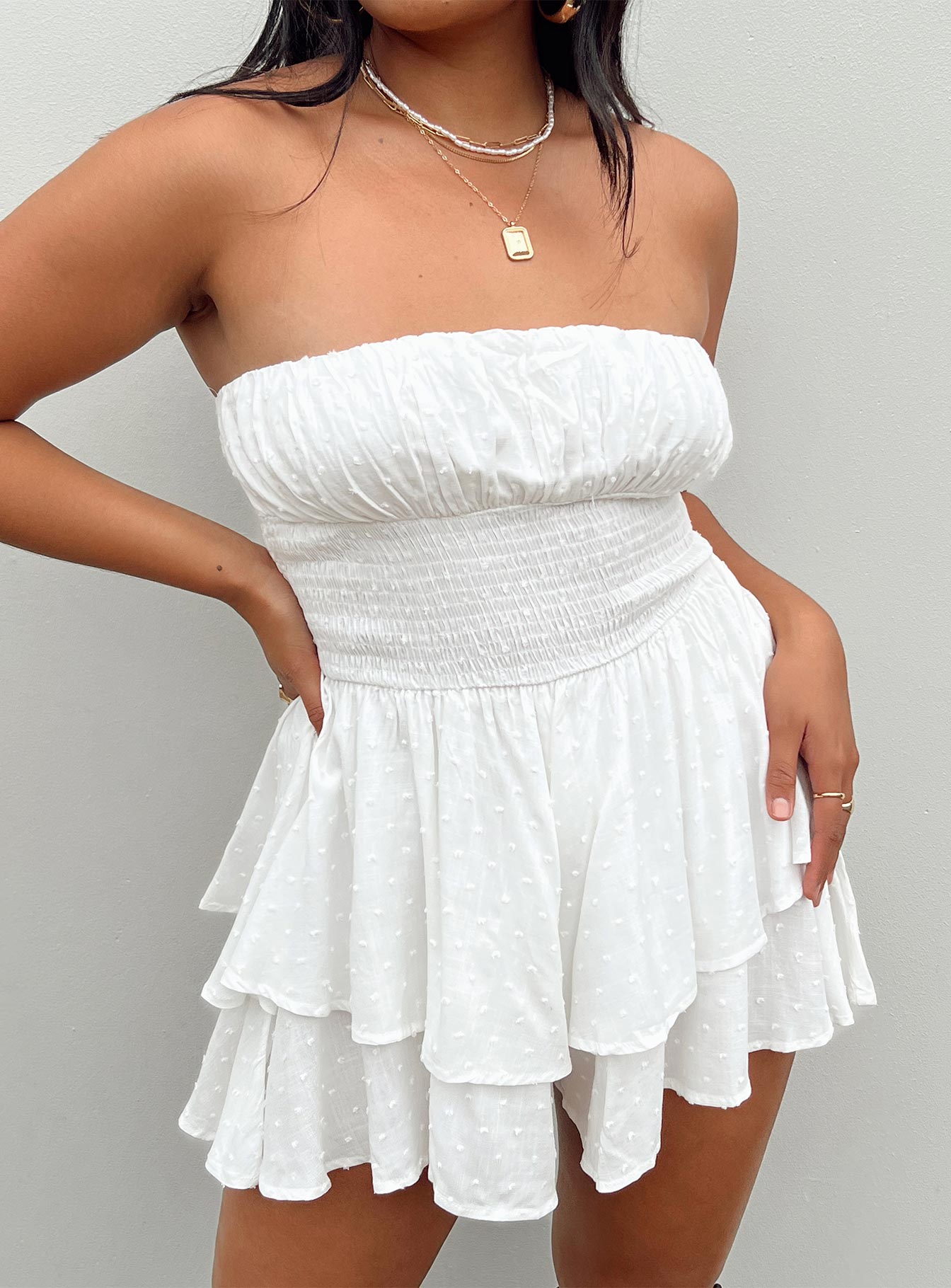 The Love Galore Strapless Romper White - Image 6