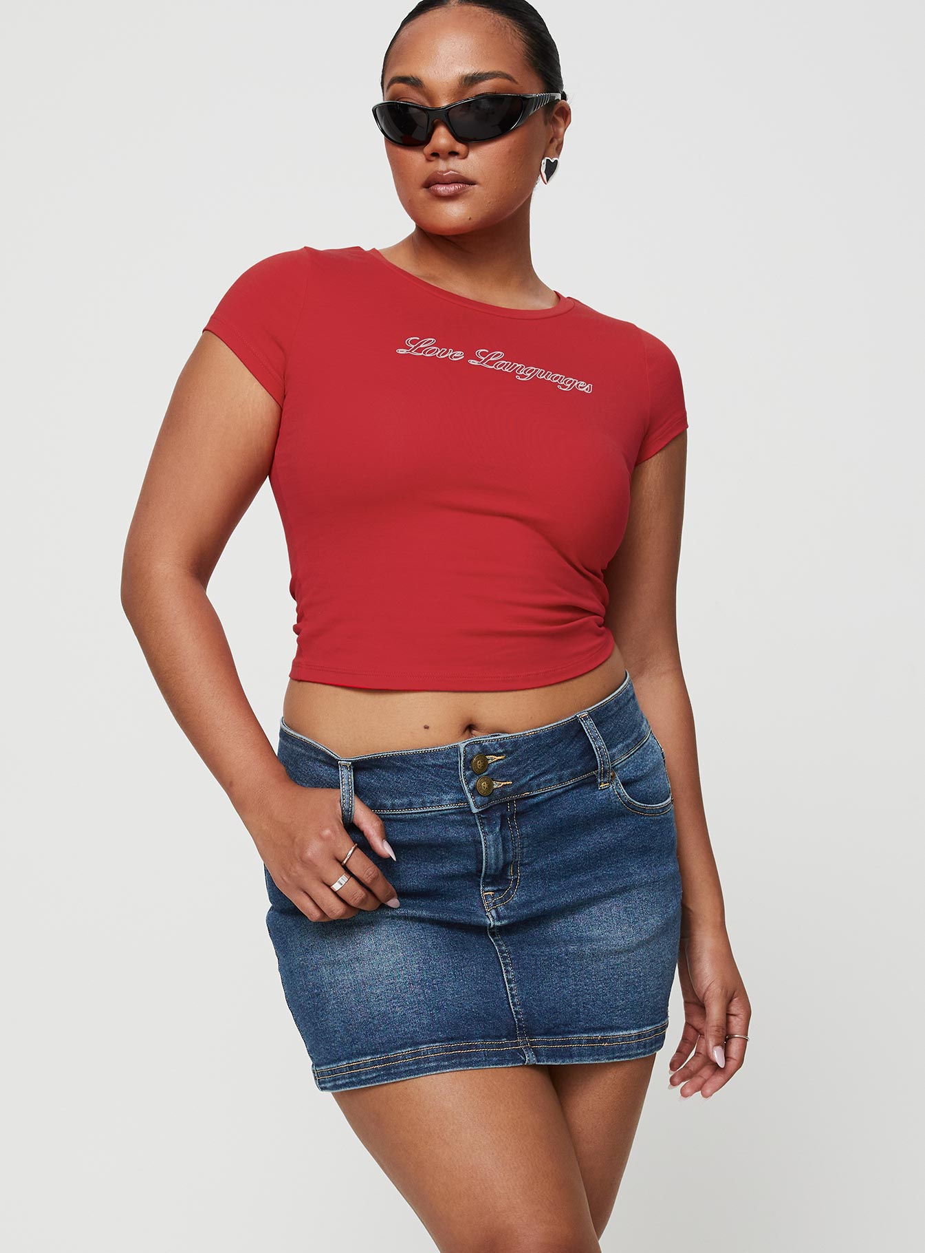 Faya Low Rise Denim Mini Skirt Dark Blue - Image 8