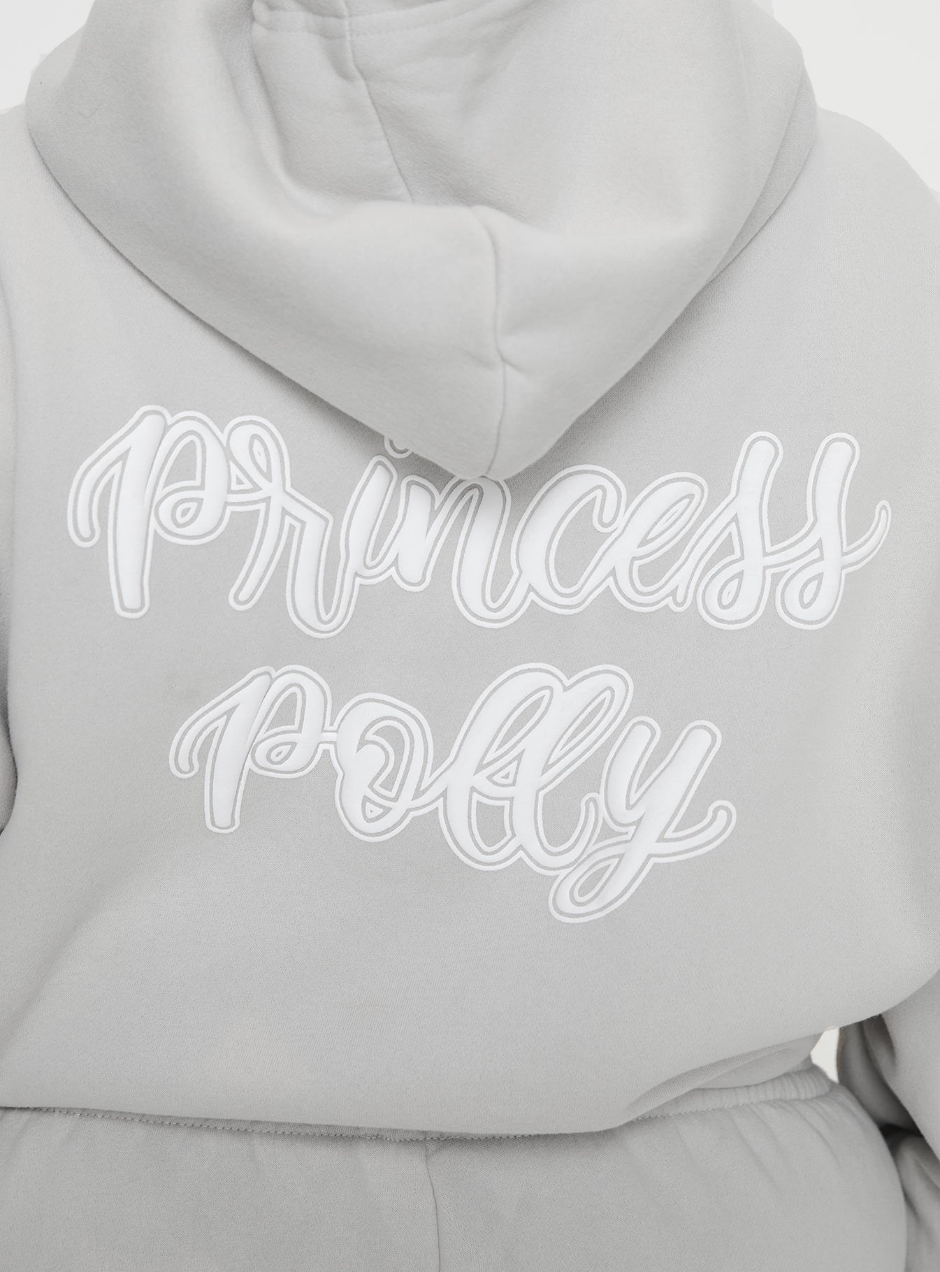 Princess Polly Hooded Sweatshirt Puff Text Grey Curve - Image 6