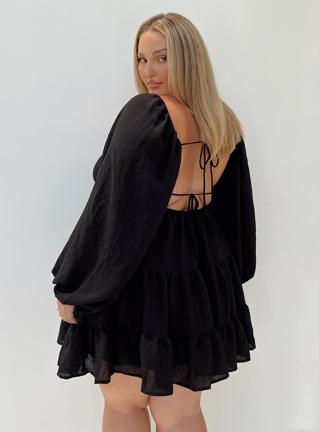 Danny Long Sleeve Mini Dress Black Curve - Image 6