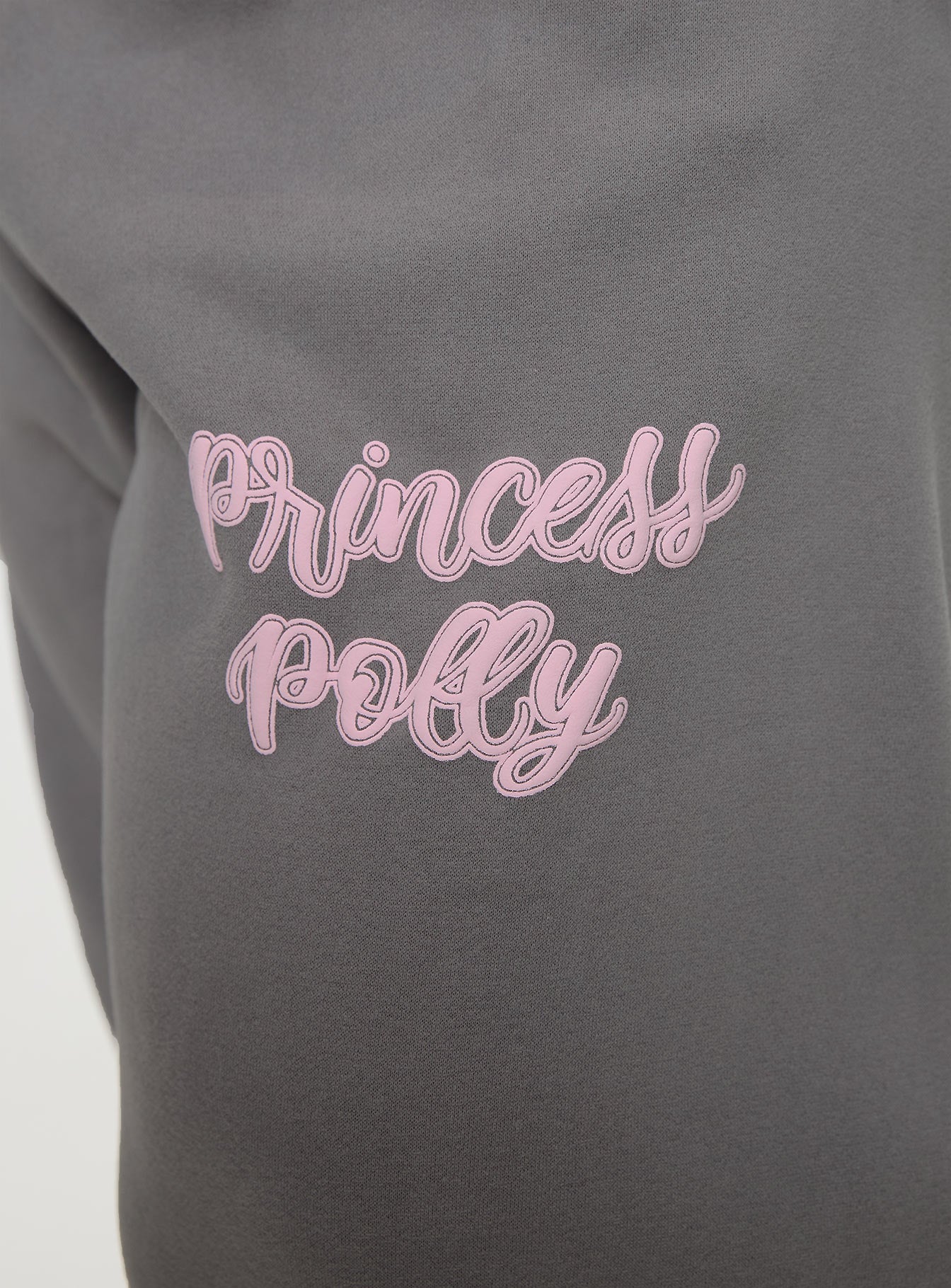 Princess Polly Track Pants Puff Text Charcoal Curve - Image 6