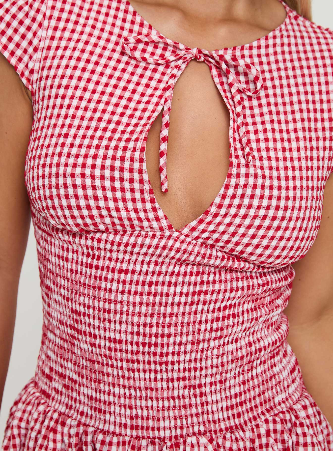 Ladybug Gingham Mini Dress Red - Image 6