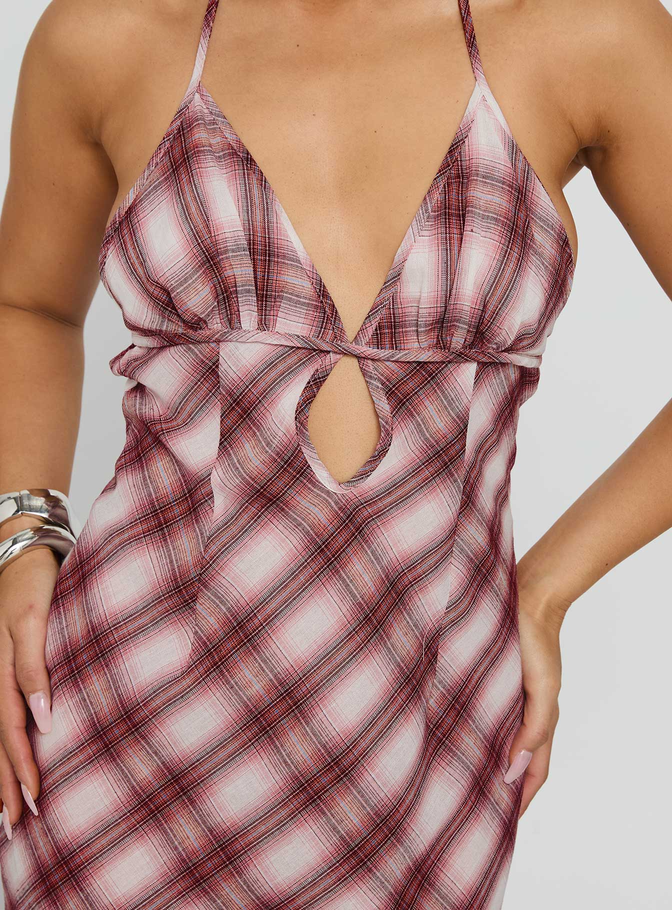 Momentous Backless Halter Maxi Dress Multi - Image 6