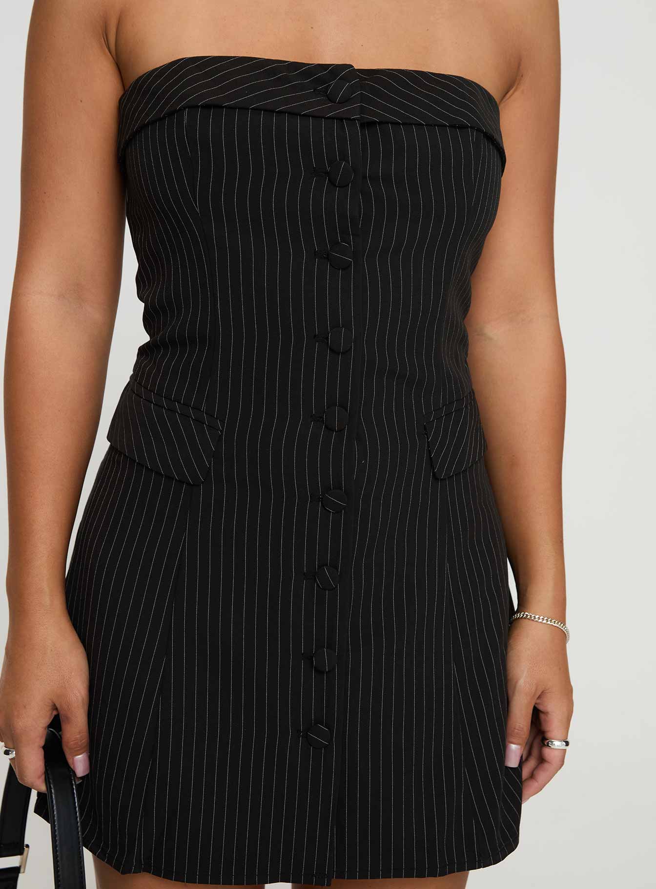 Change It Up Mini Dress Black / Pinstripe - Image 5