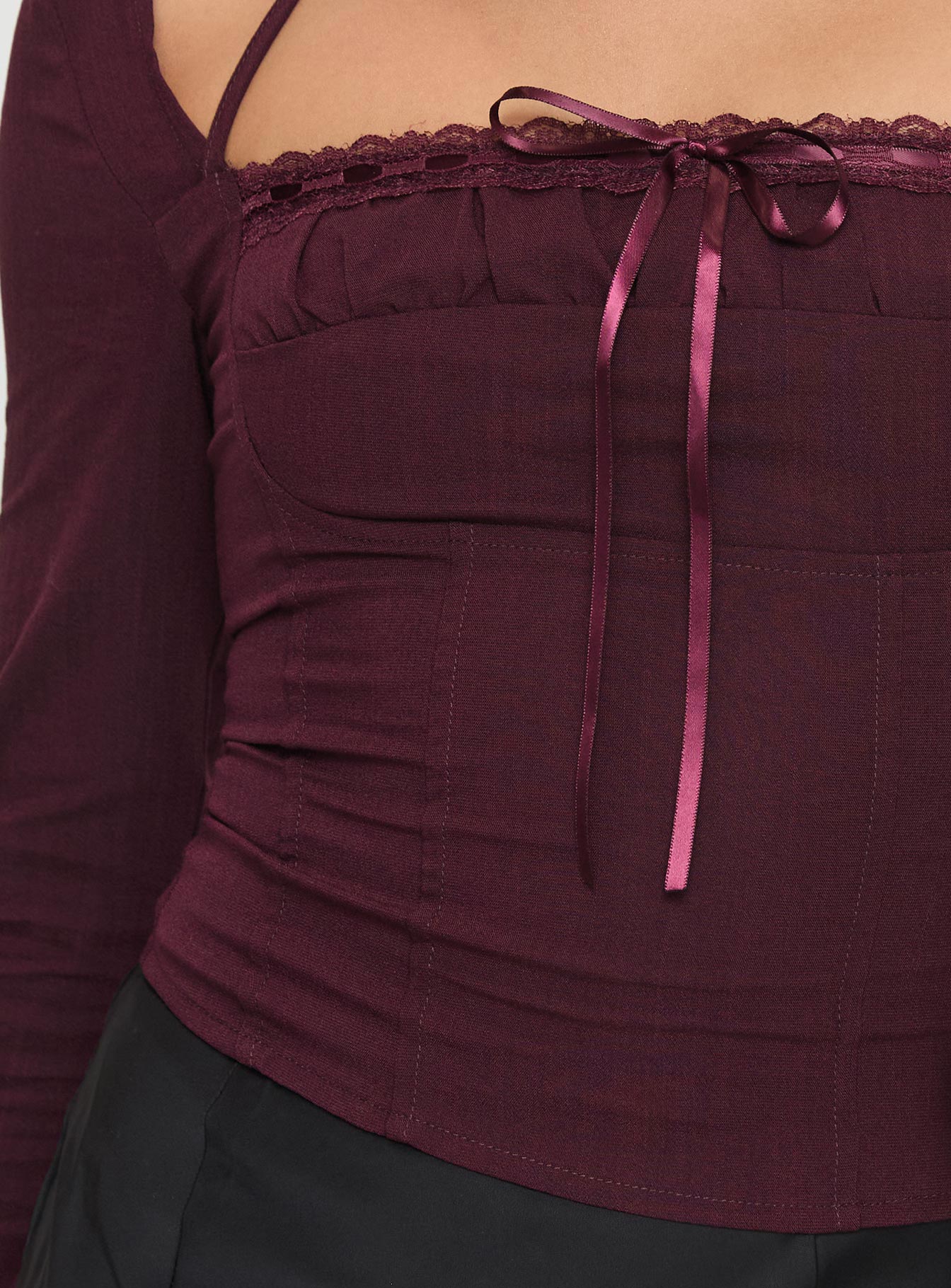 Trynia Long Sleeve Top Burgundy - Image 6