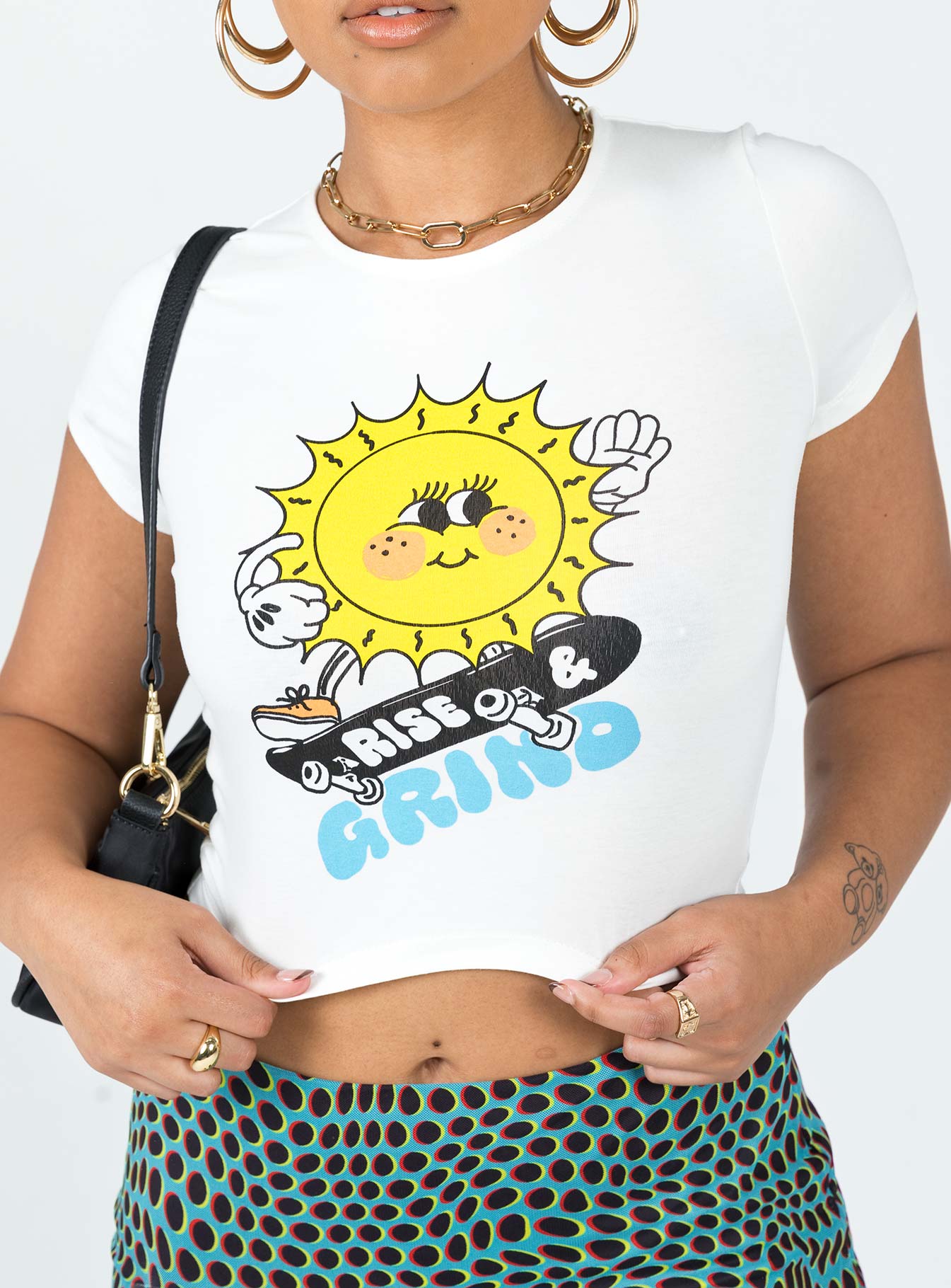 Rise And Grind Cropped Tee White - Image 7