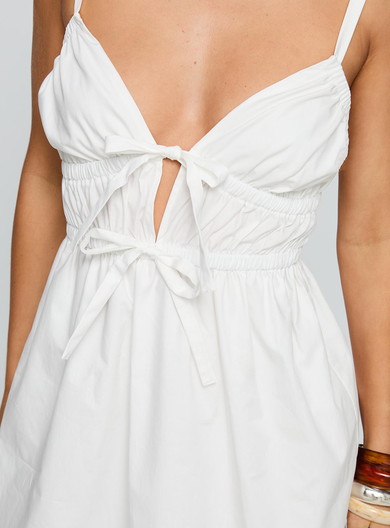 Viviette Ruched Mini Dress White - Image 6