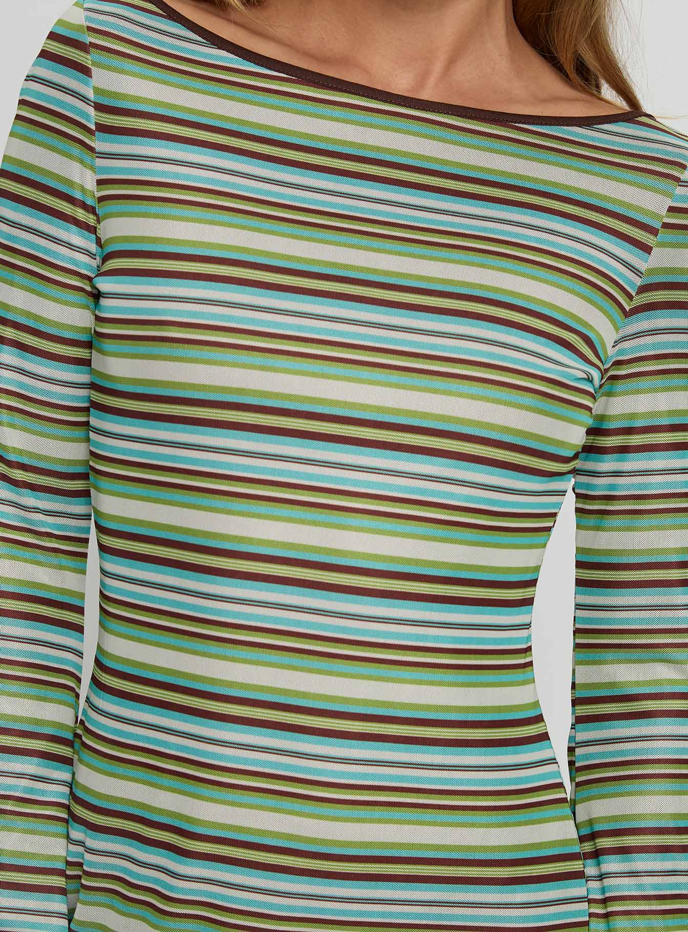 Lukea Long Sleeve Mini Dress Green Stripe - Image 6