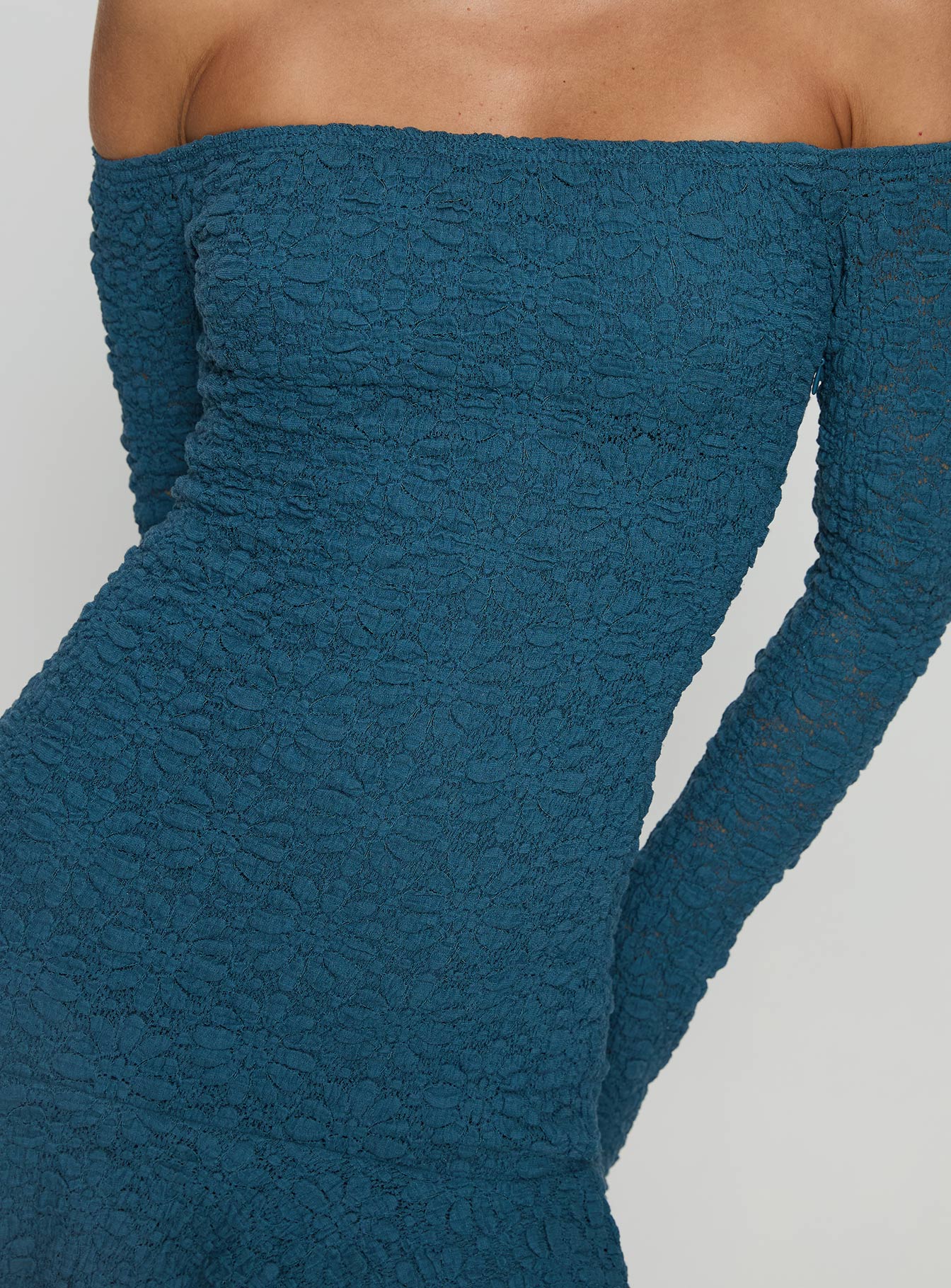 Vancesca Off Shoulder Long Sleeve Mini Dress Navy - Image 5