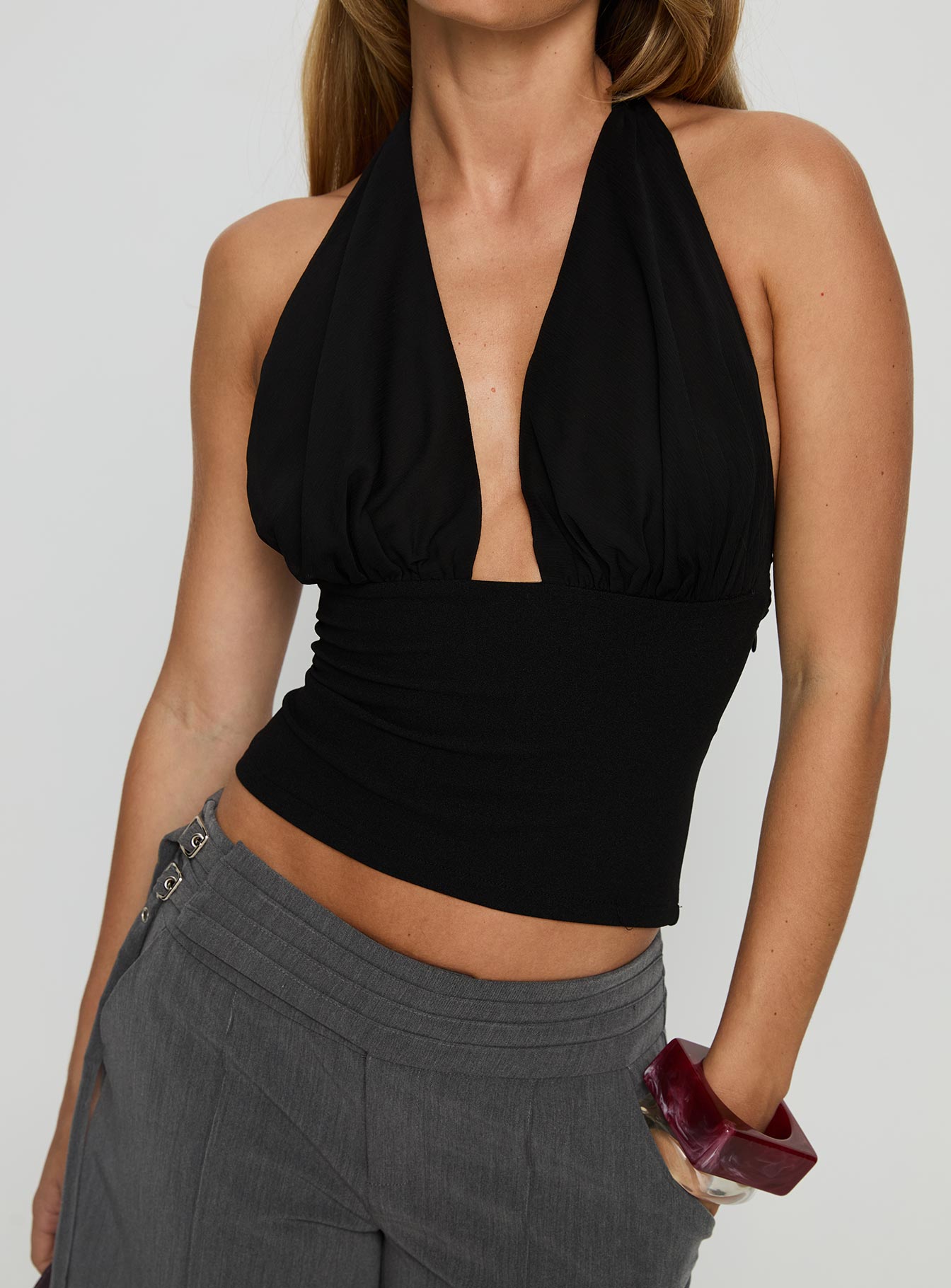 Korienna Halter Chiffon Top Black - Image 6