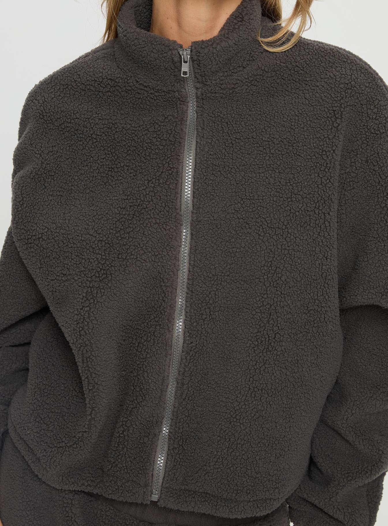 Siberia Fleece Zip Up Jumper Charcoal - Image 6