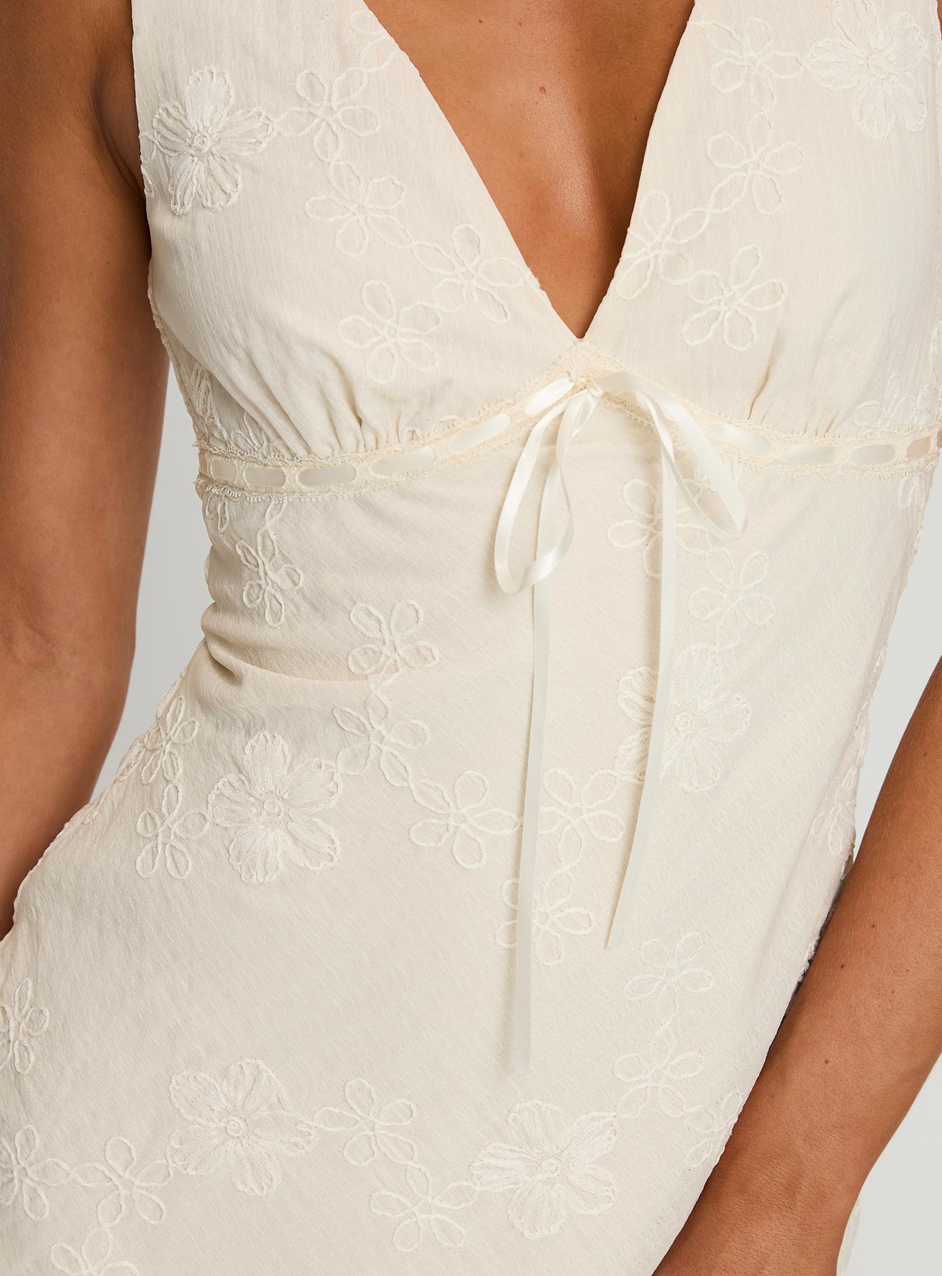 Faithfully Embroidered Mini Dress Beige - Image 6