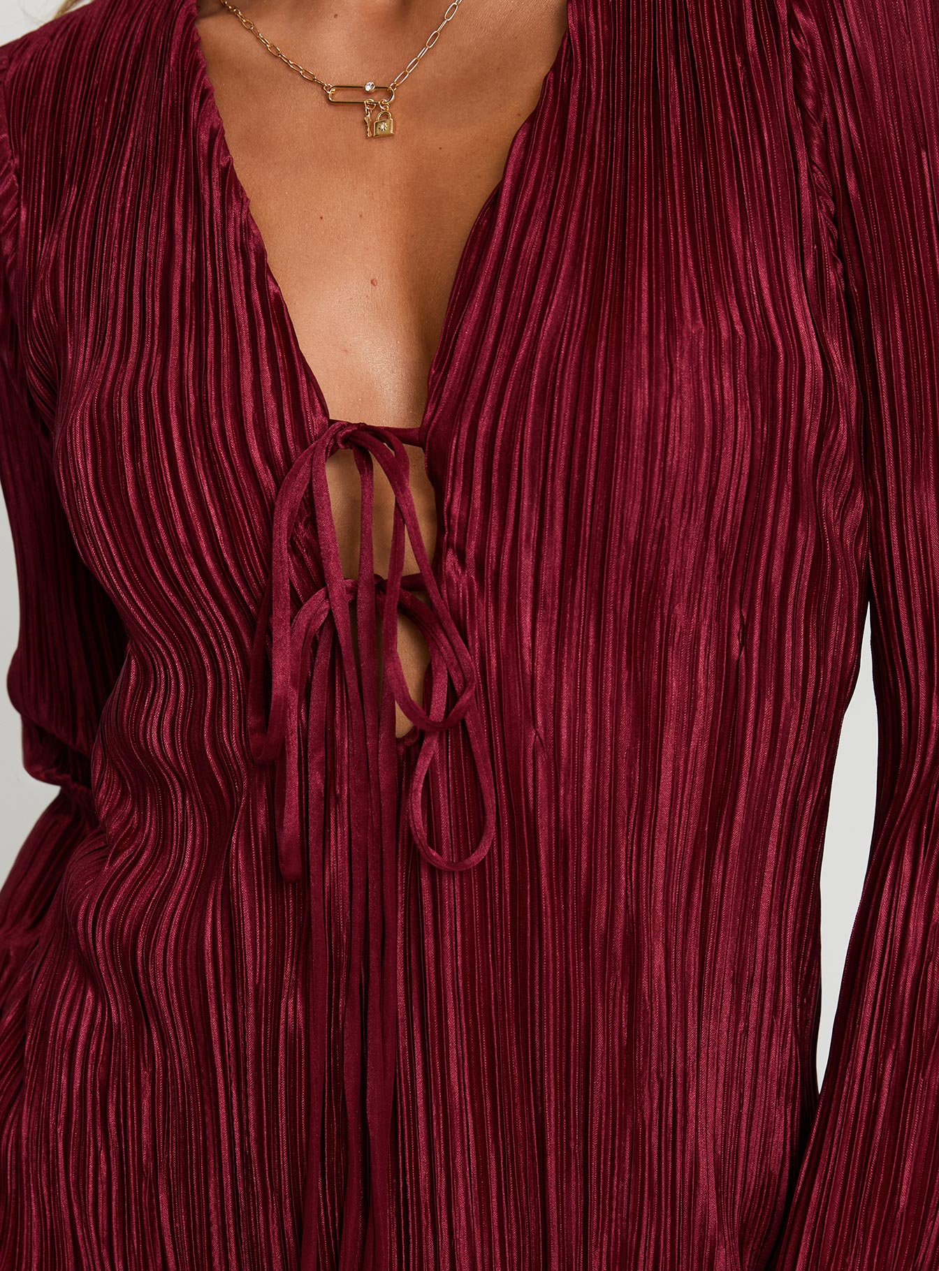 Malop Long Sleeve Mini Dress Burgundy - Image 6