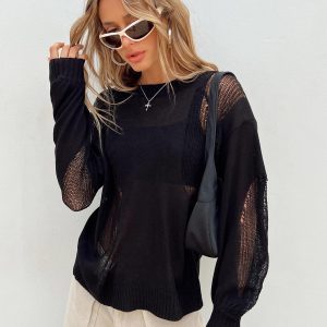 Wendy Oversized Knit Sweater Black