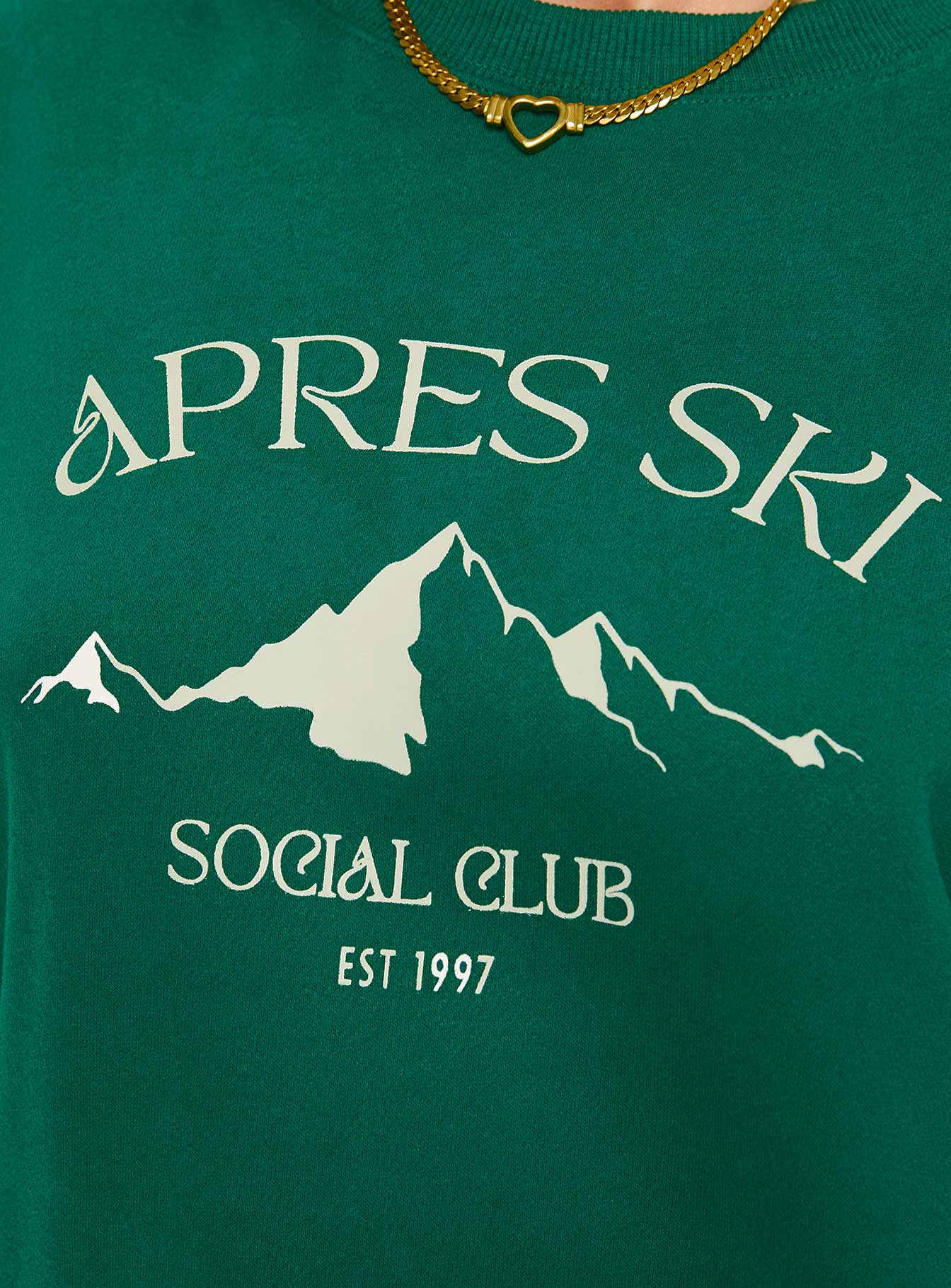 Apres Ski Crew Neck Sweatshirt Green / Cream - Image 6