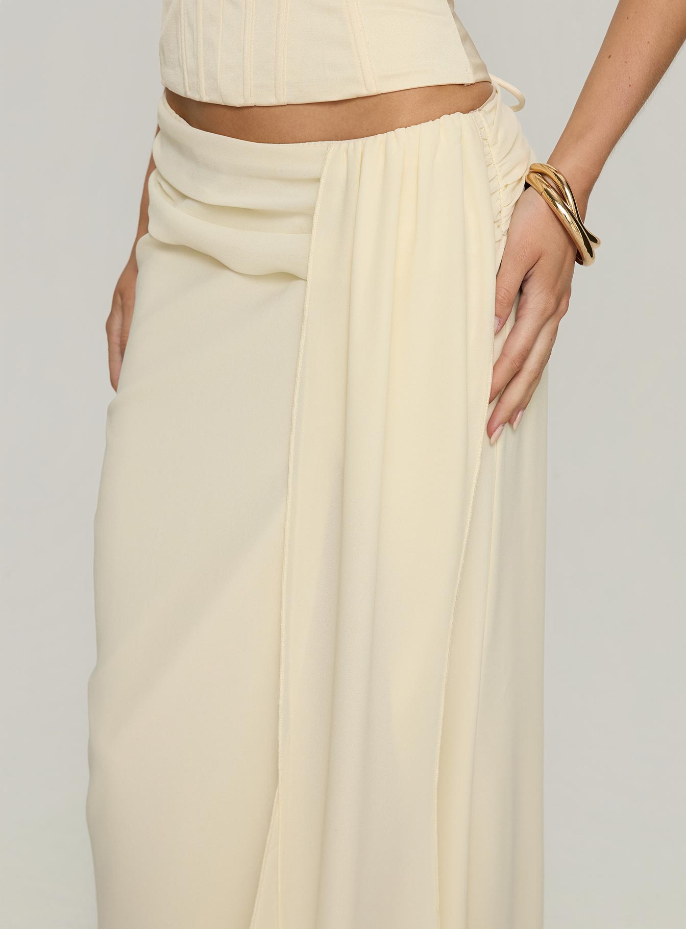 Holliann Draped Maxi Skirt Butter - Image 6