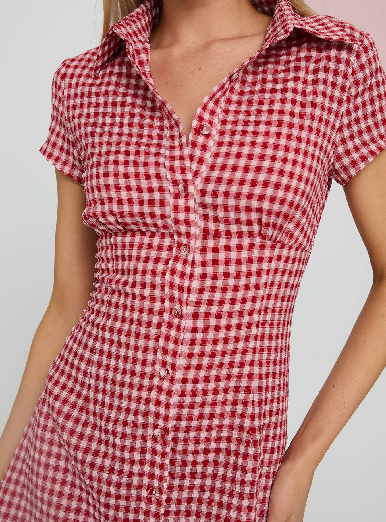 Motley Mini Dress Red Check - Image 6