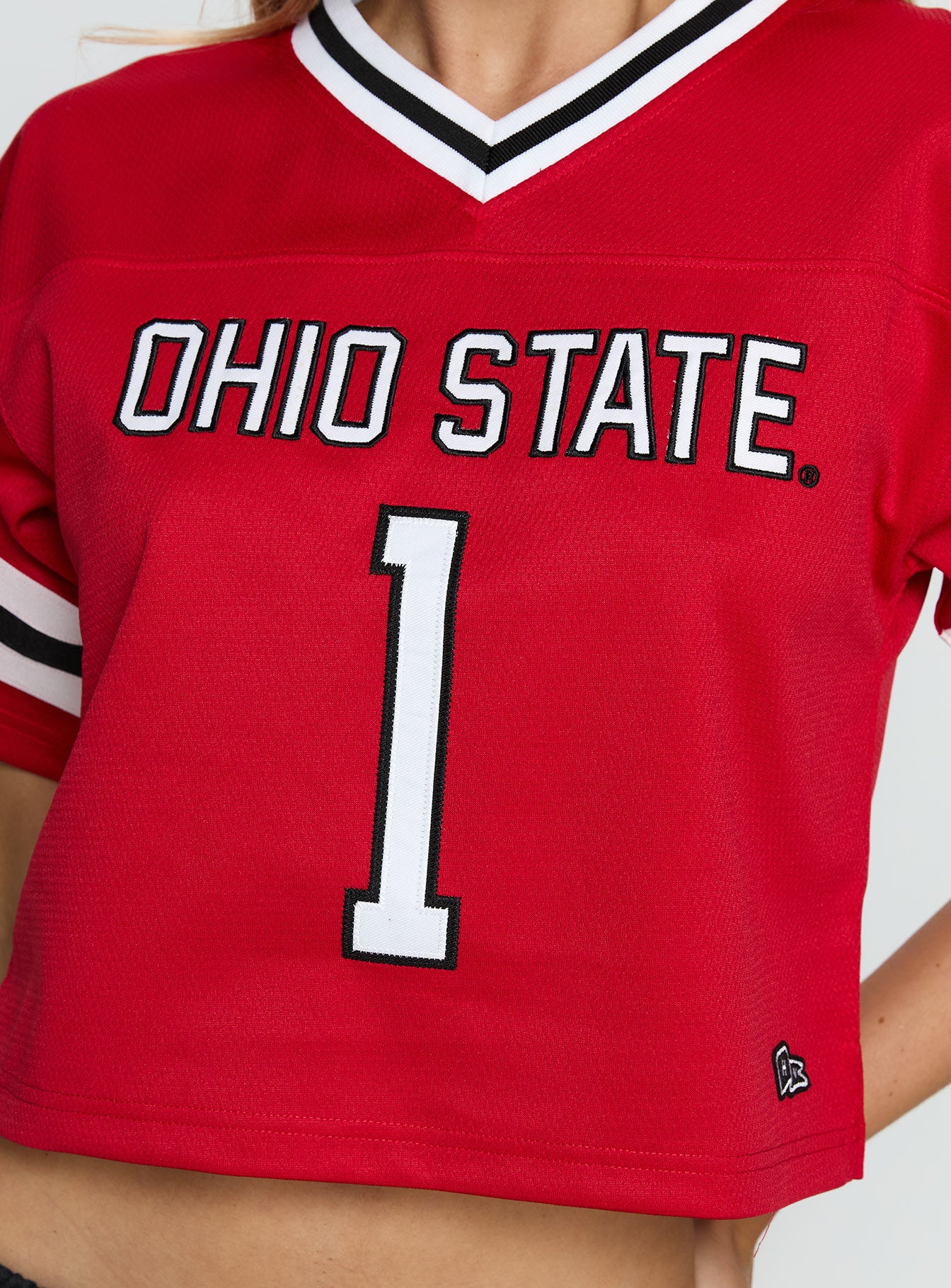 Ohio Cropped Football Jersey Tee Red - Image 6