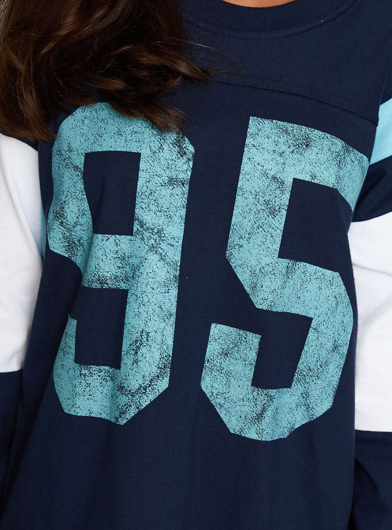 Collegiate Queen Long Sleeved Top Navy - Image 6