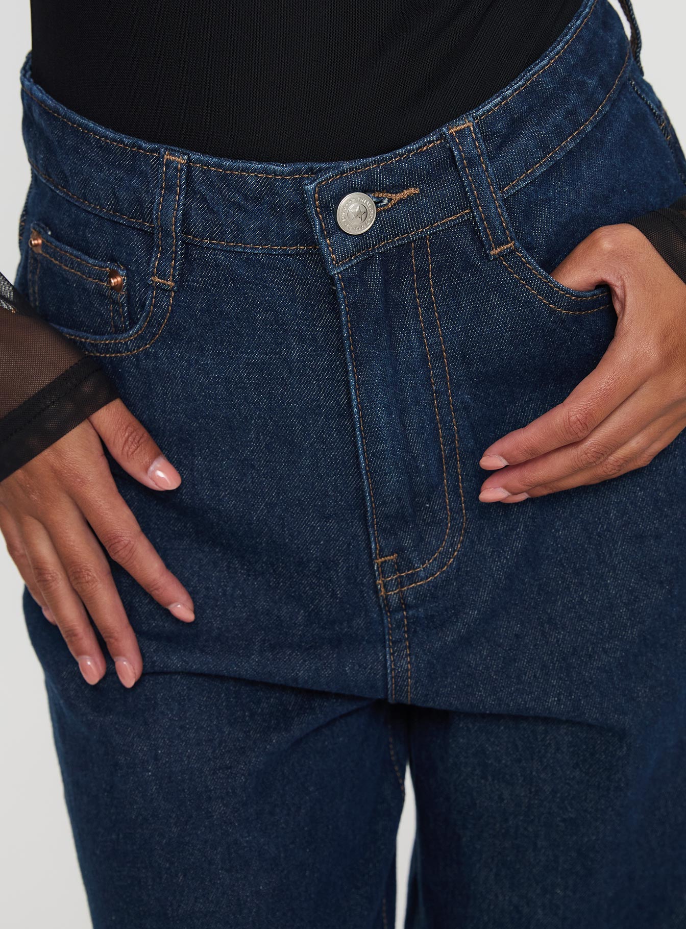 Nicolo High Rise Straight Leg Jeans Mid Raw Denim - Image 5