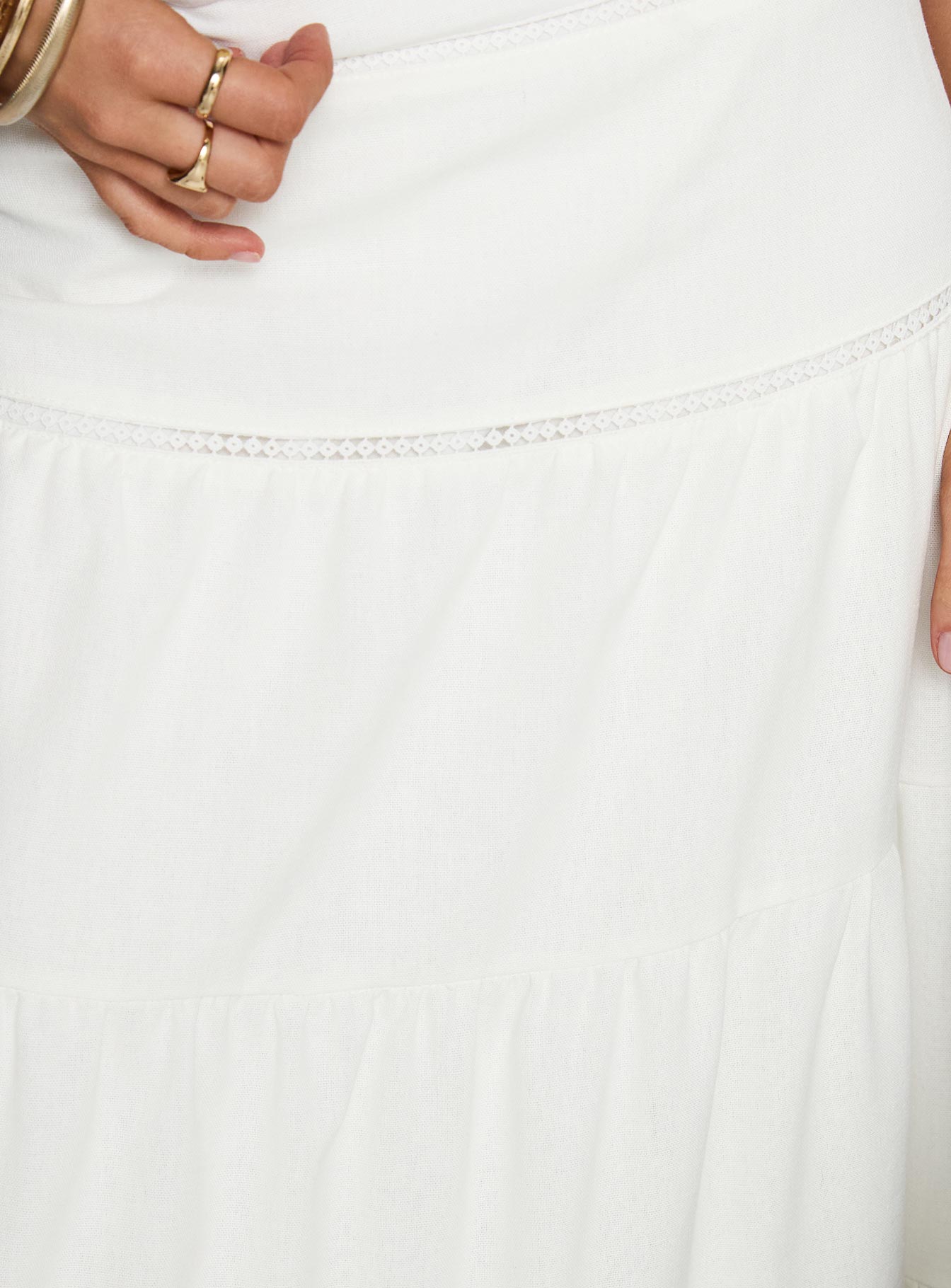 Snowy River Tiered Maxi Skirt White - Image 6
