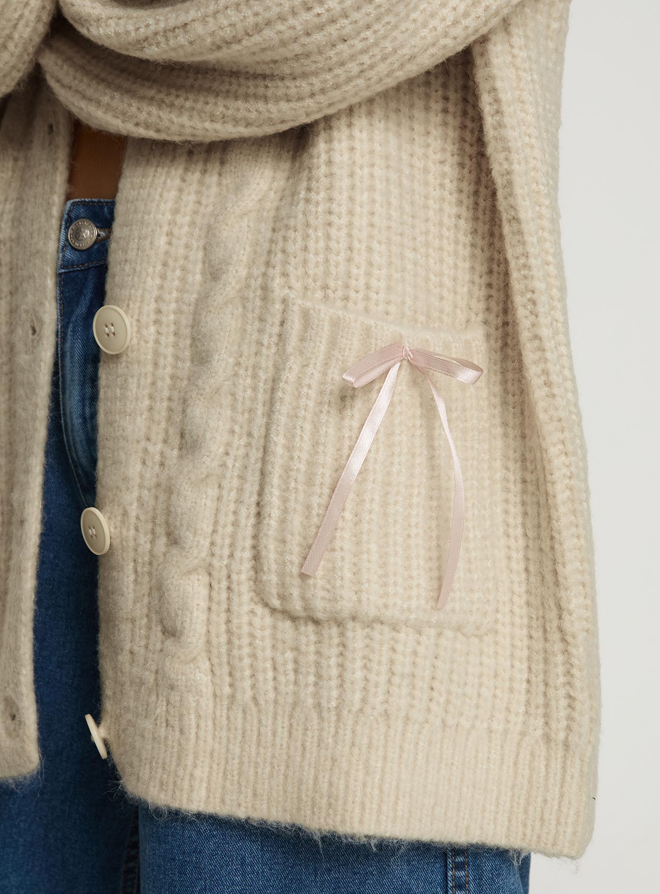 Cameliah Knit Cardigan Cream - Image 5