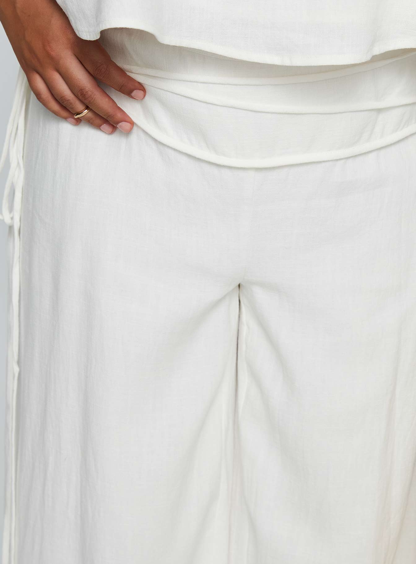 Silver Moon Linen Blend Tie Pants White Curve - Image 6