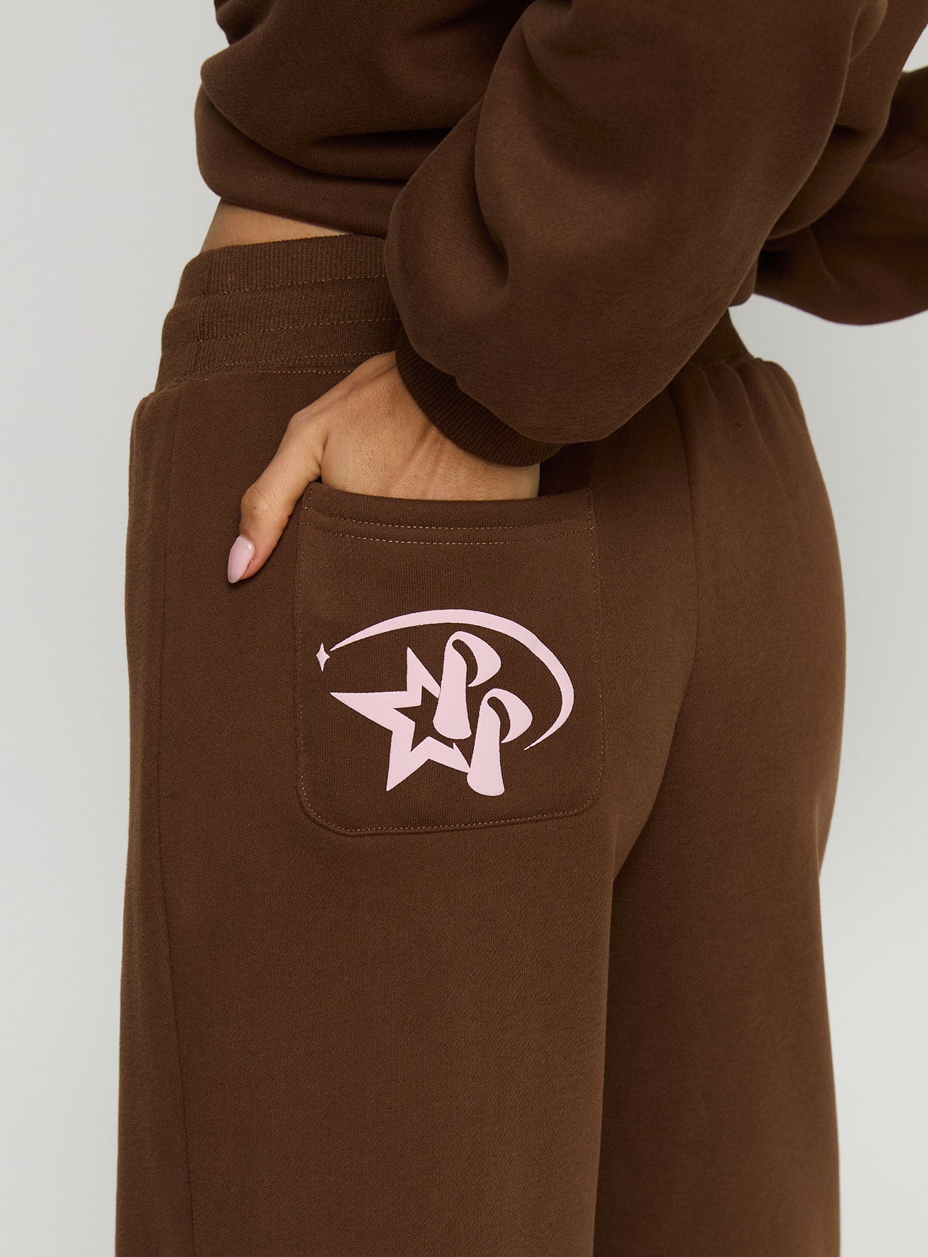 Princess Polly Stargirl Wide Leg Sweat Pants Brown - Image 6