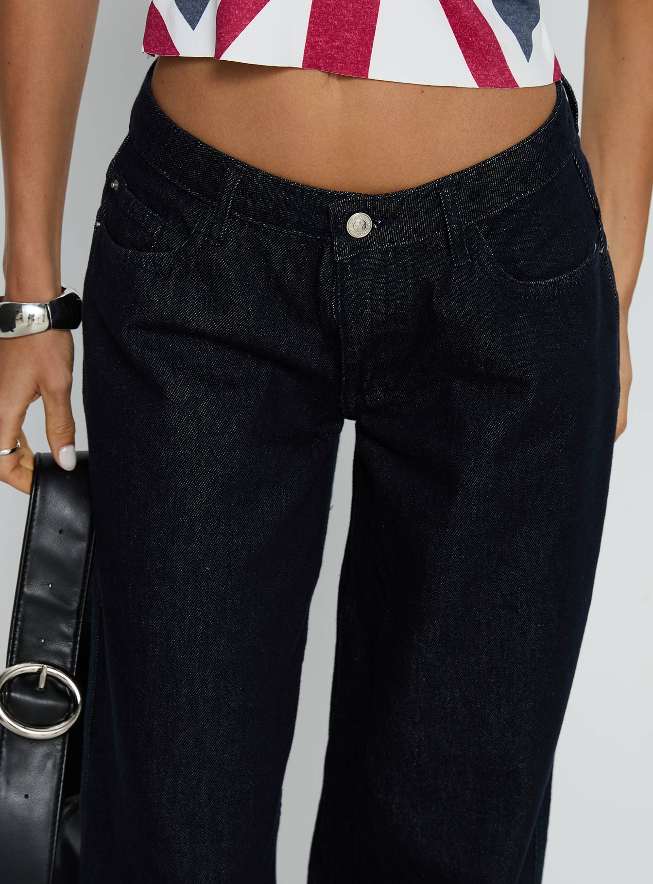 Ramos Low Rise Wide Leg Jeans Raw Indigo Blue - Image 5