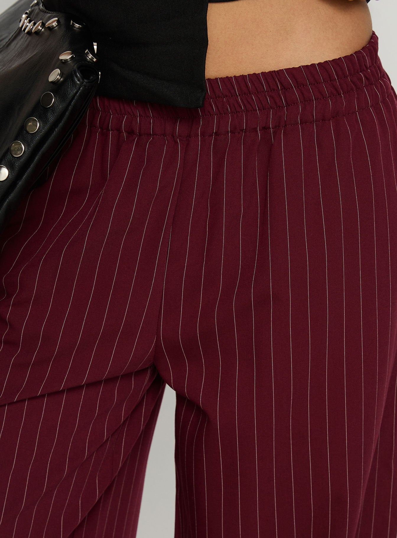 Jaysa Baggy Wide Leg Pant Burgundy Pinstripe - Image 5