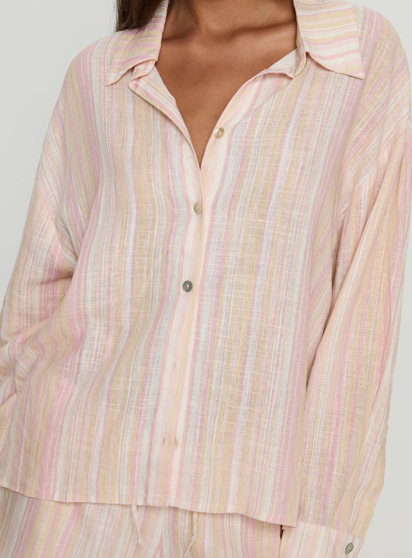 Opheliah Long Sleeve Oversized Top Pink Stripe - Image 5