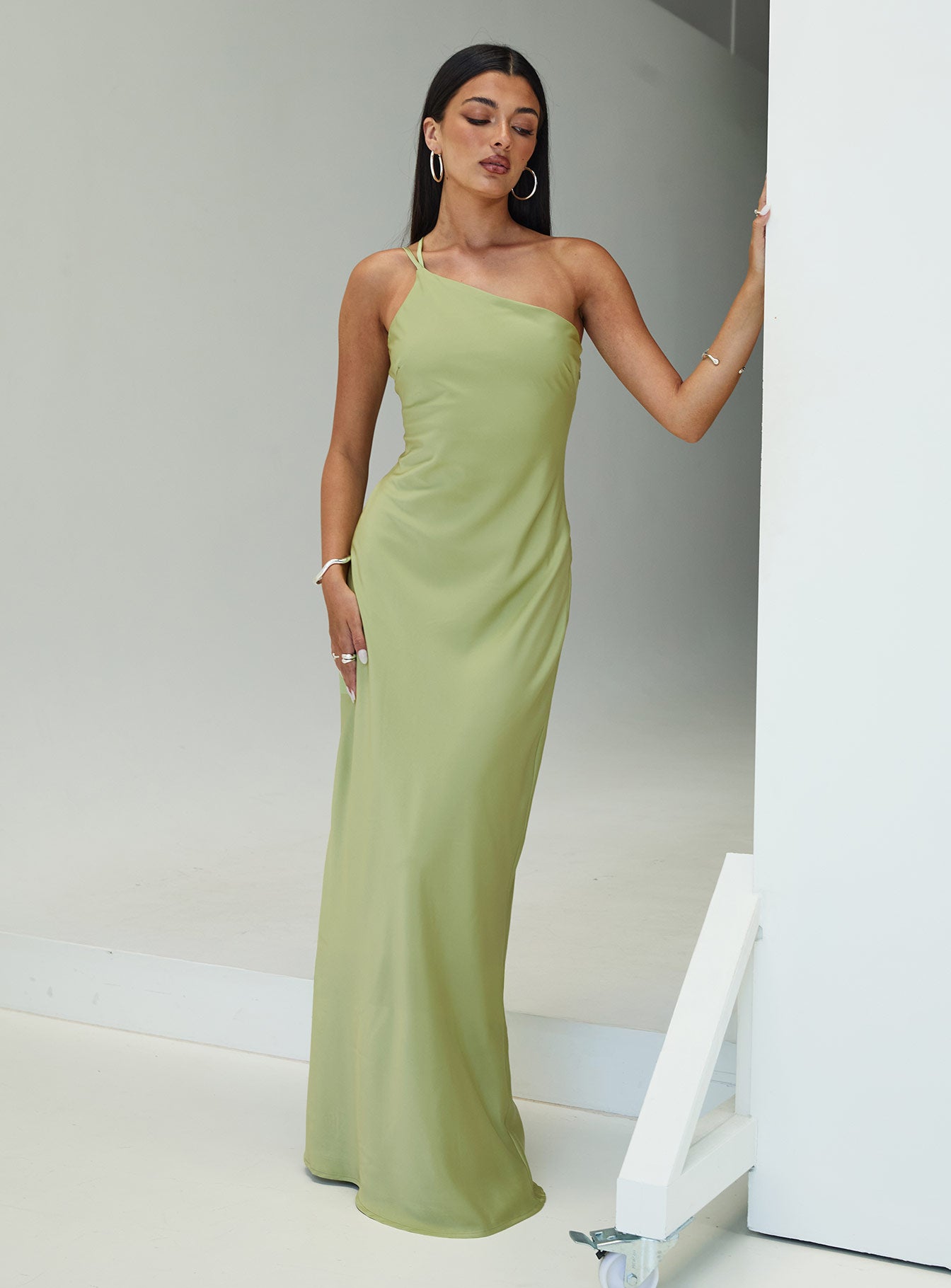 Nehemiah One Shoulder Maxi Dress Green - Image 5