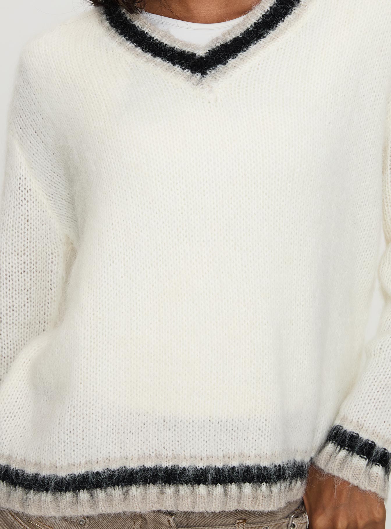 Federation V Neck Knit Sweater White - Image 6