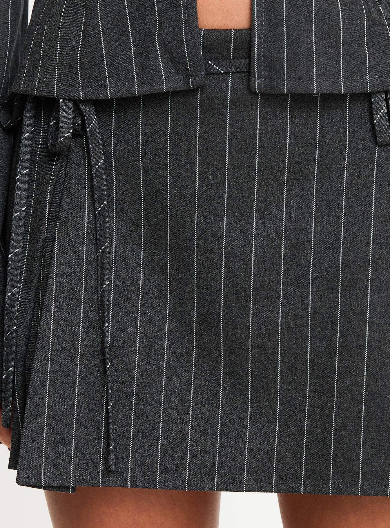 Saraya Pleat Mini Skort Grey Pinstripe - Image 6