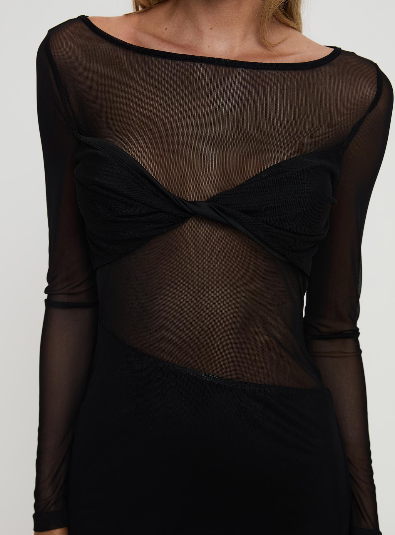 Insatiable Long Sleeve Mesh Mini Dress Black - Image 6