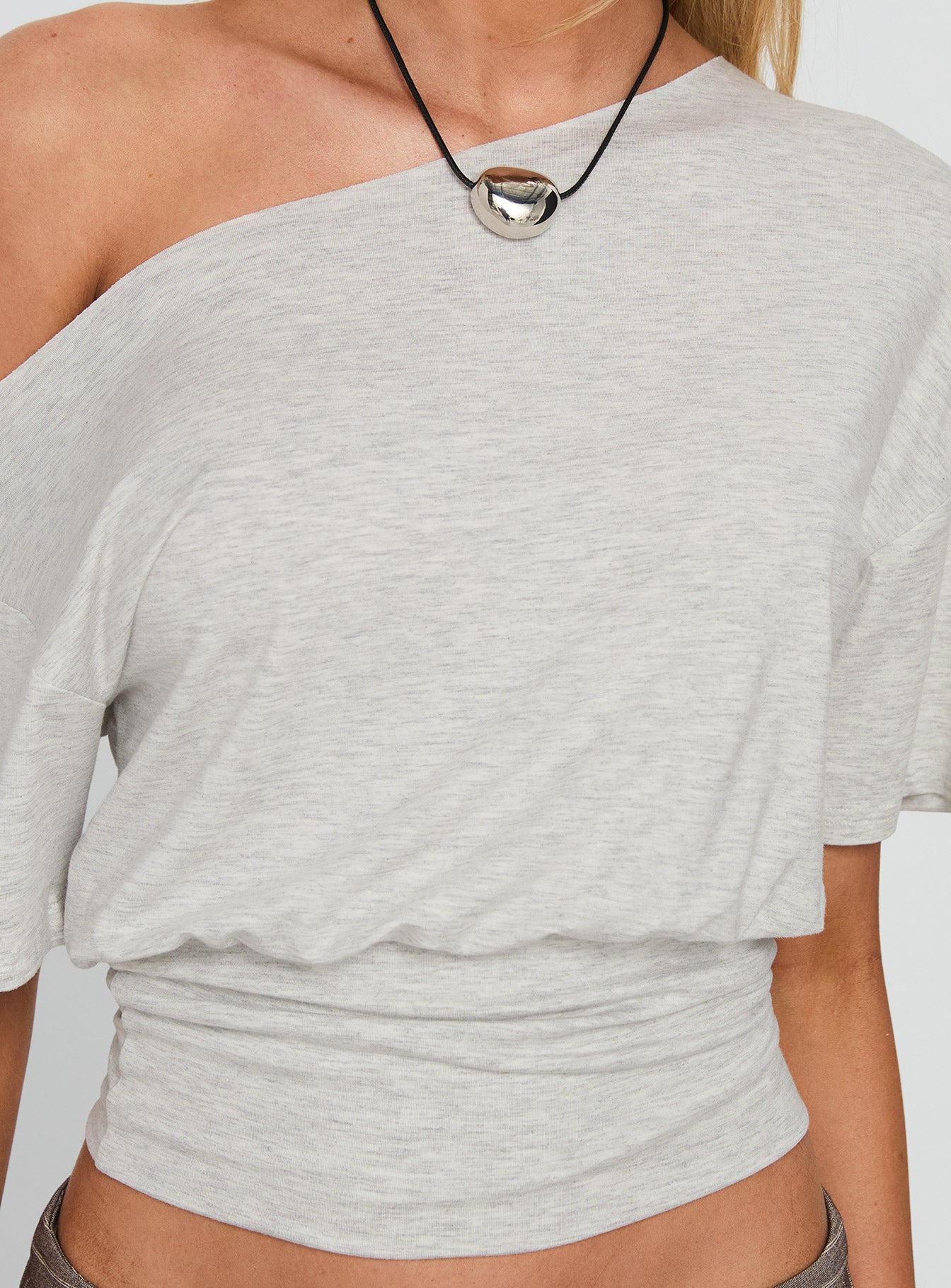 Ashlinn Off Shoulder Drapey Top Grey - Image 6