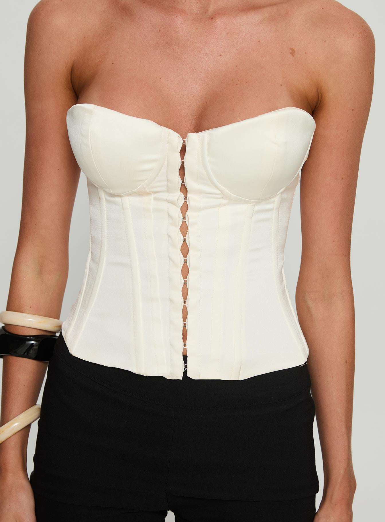 Afelia Strapless Corset Top Cream - Image 6
