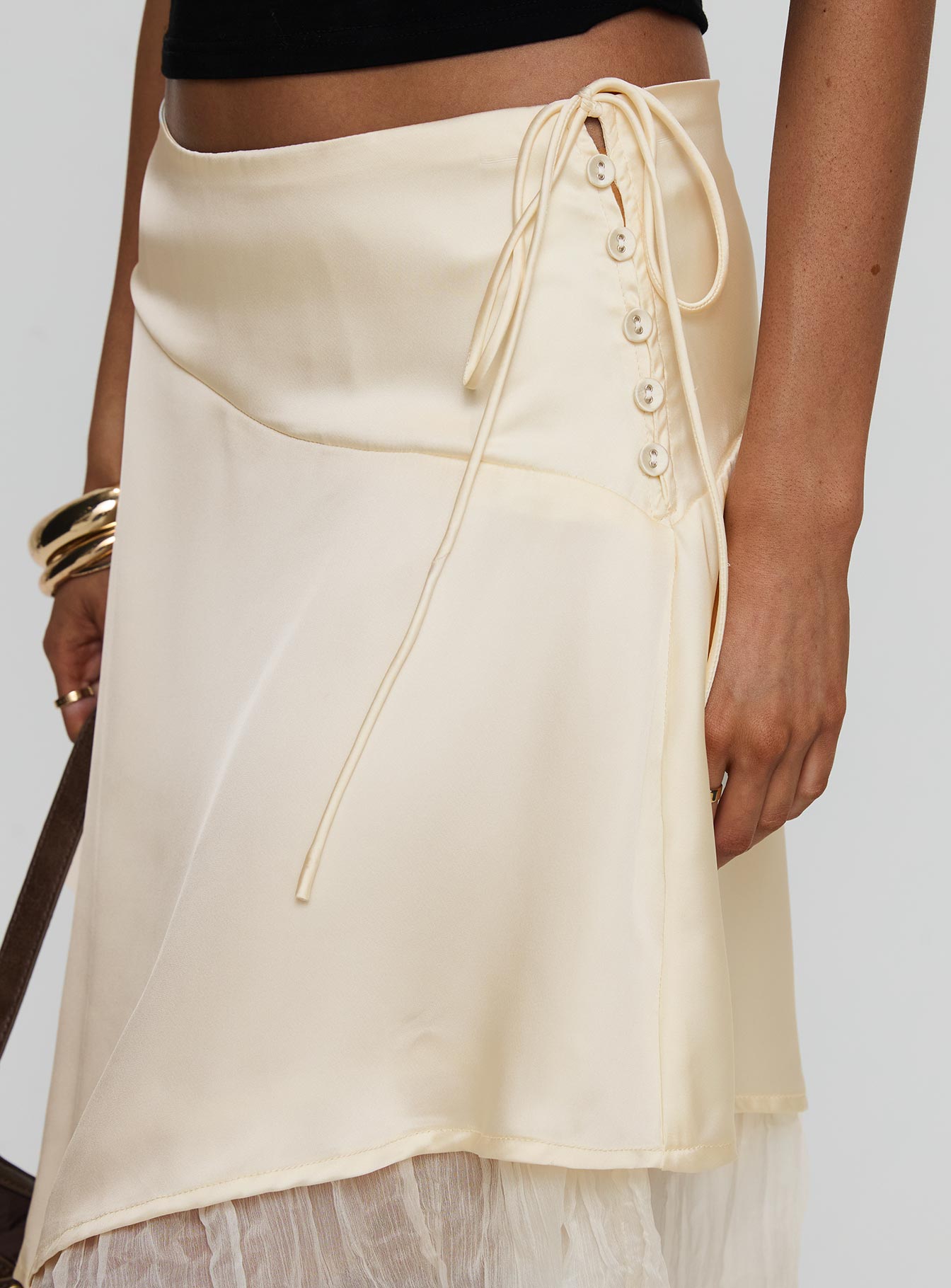 Rosemead Satin Midi Skirt Cream - Image 6