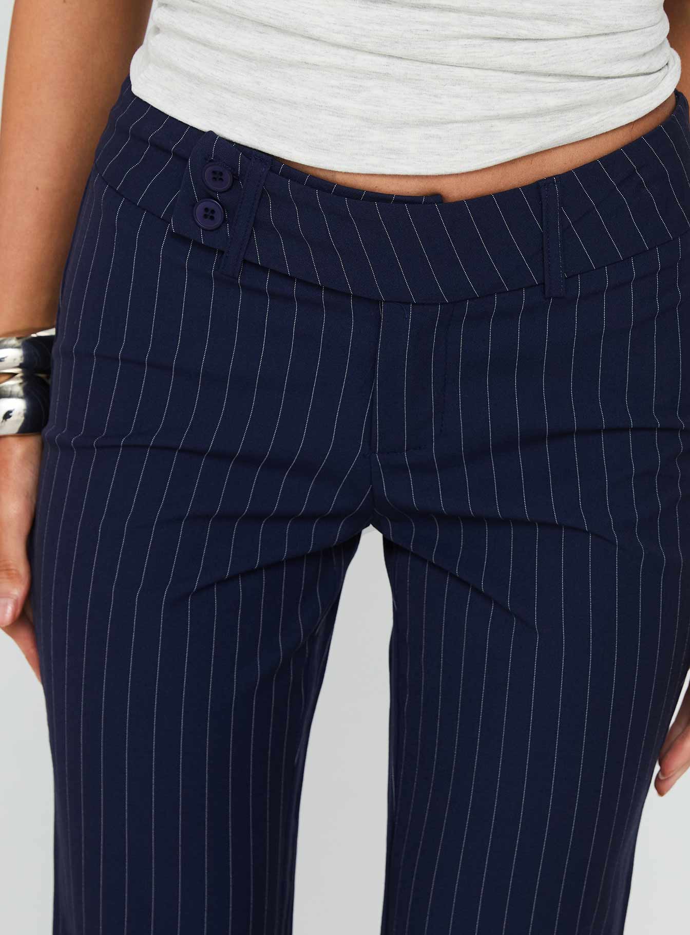 Kinkirk Flared Pants Navy Pinstripe - Image 6