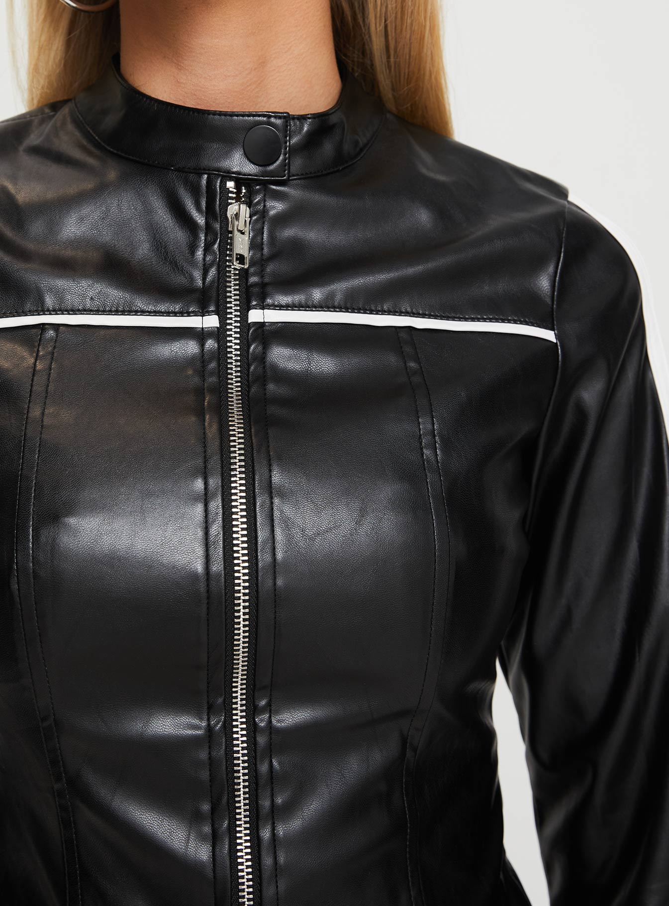 Lowgan Faux Leather Jacket Black - Image 6
