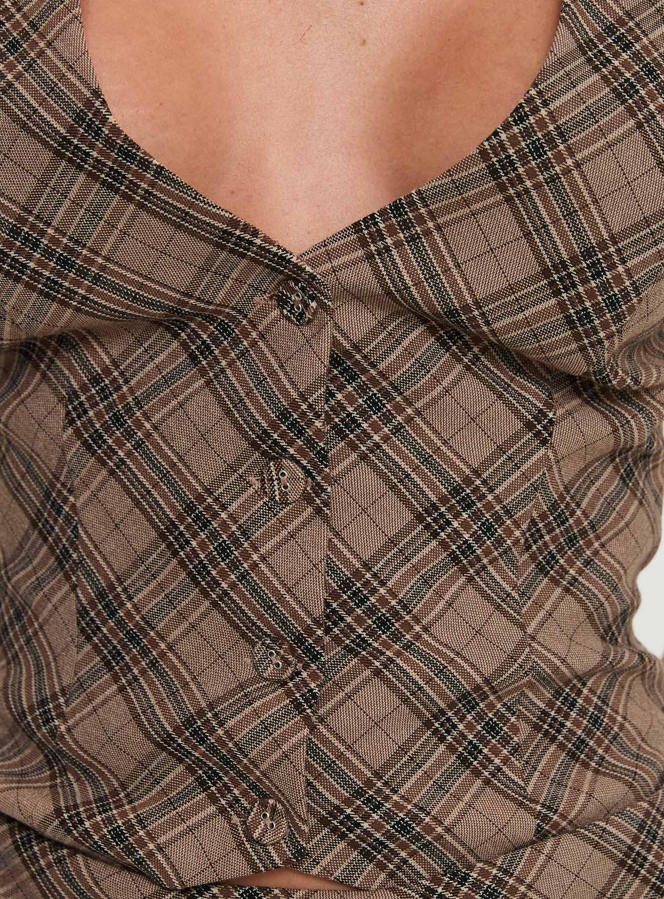 Terrace Halter Top Brown Check - Image 6