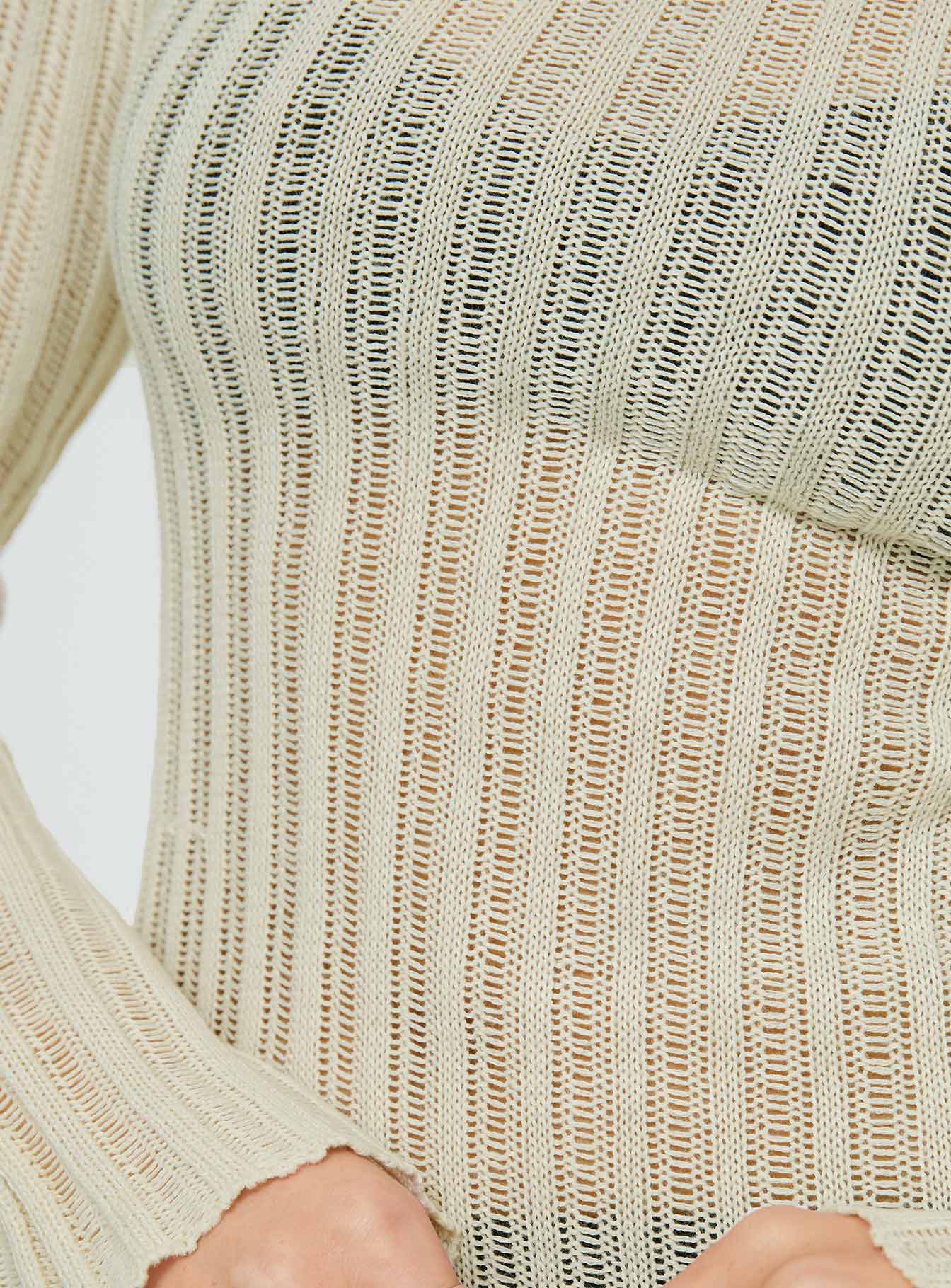 Primmie Long Sleeve Mini Dress Cream - Image 8