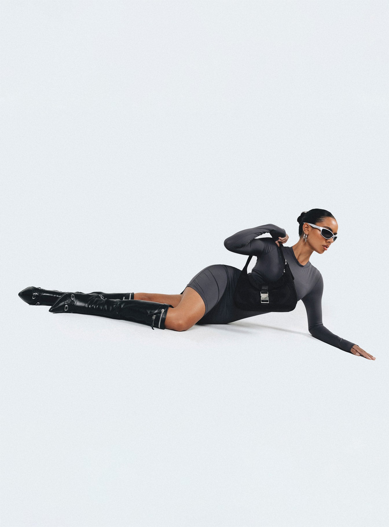 Neve Long Sleeve Mini Dress Slate - Image 6