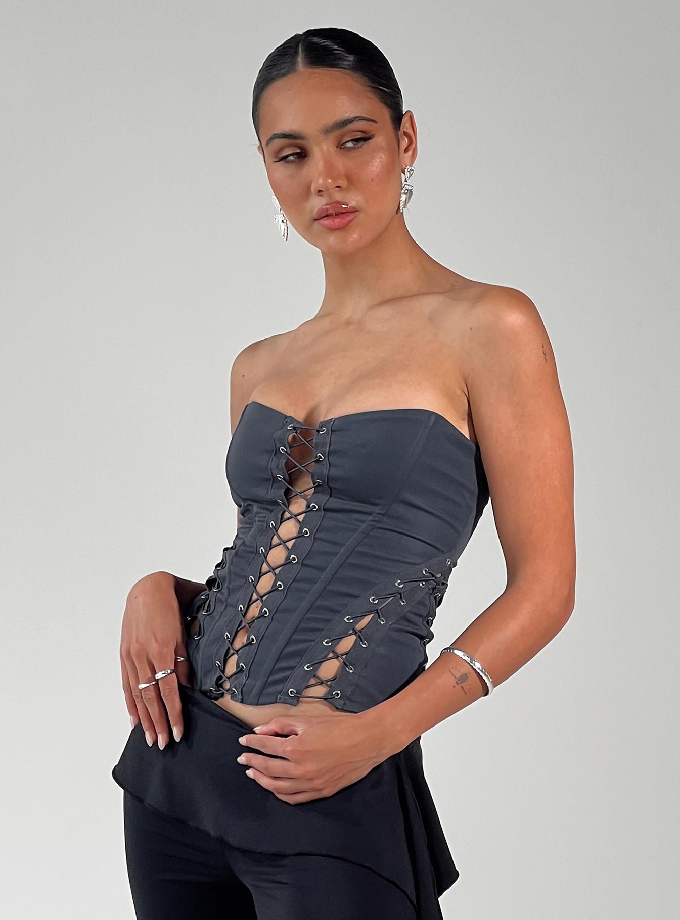 Eden Lace Up Corset Blue - Image 6