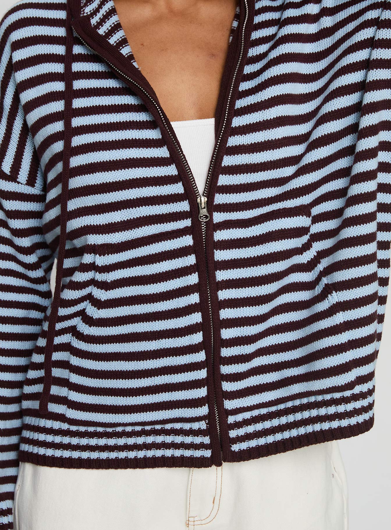 Brienna Zip Jacket Burgundy / Blue Stripe - Image 5