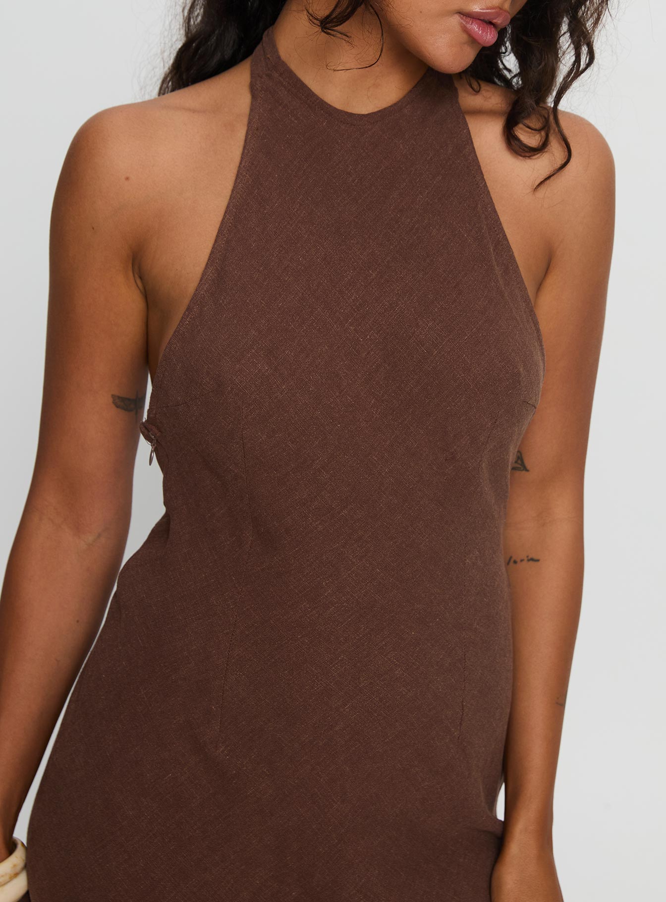 Annetta Halter Maxi Dress Chocolate - Image 6