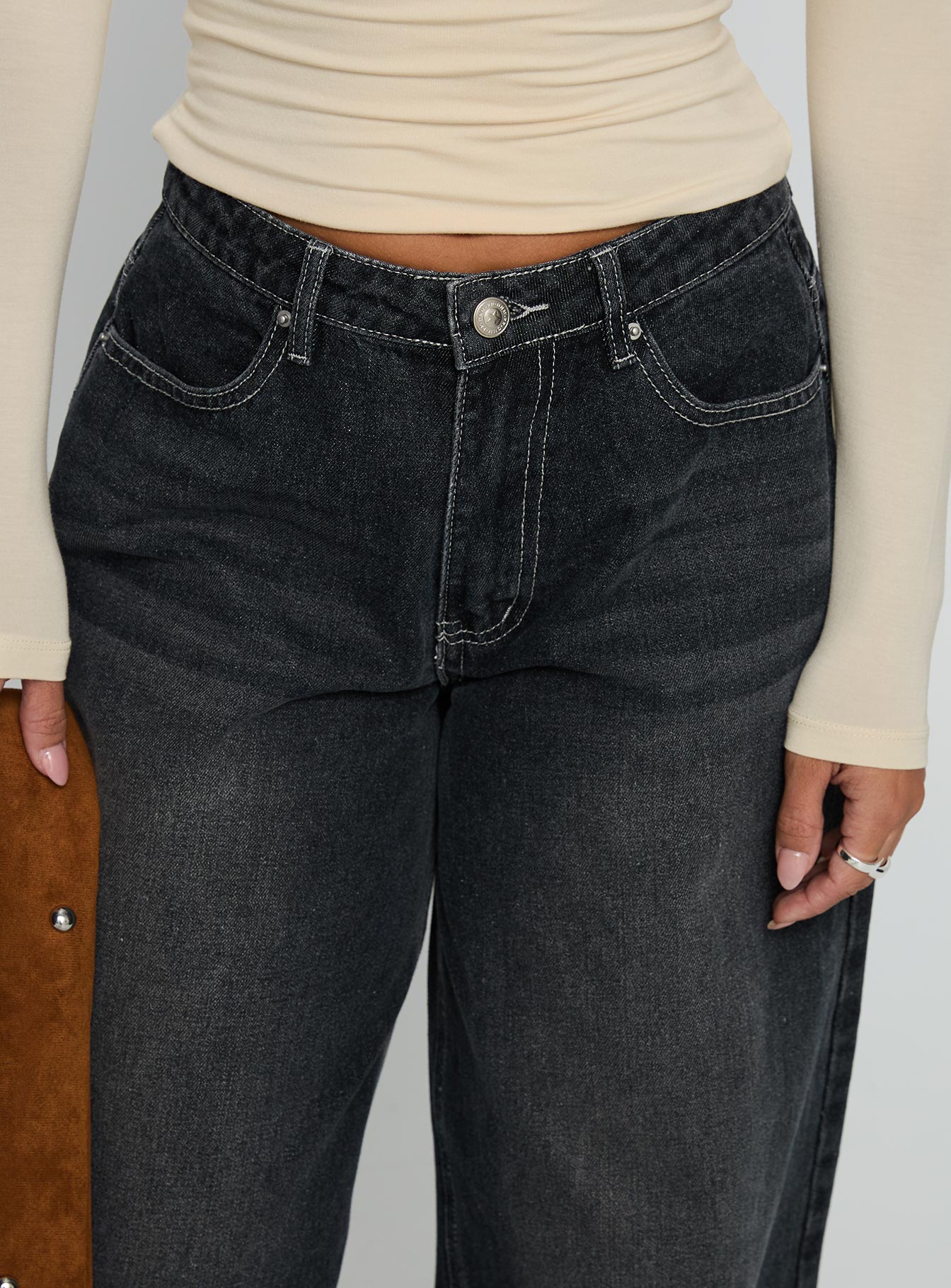 Naylor Wide Leg Jeans Grey Wash - Image 6